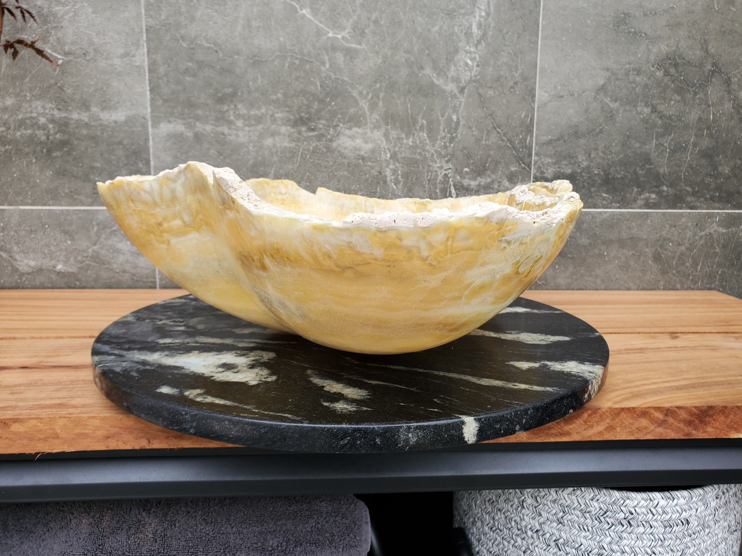 S30_15 Onyx Stone Vessel Bathroom Sink - 23.5 x 16 inch