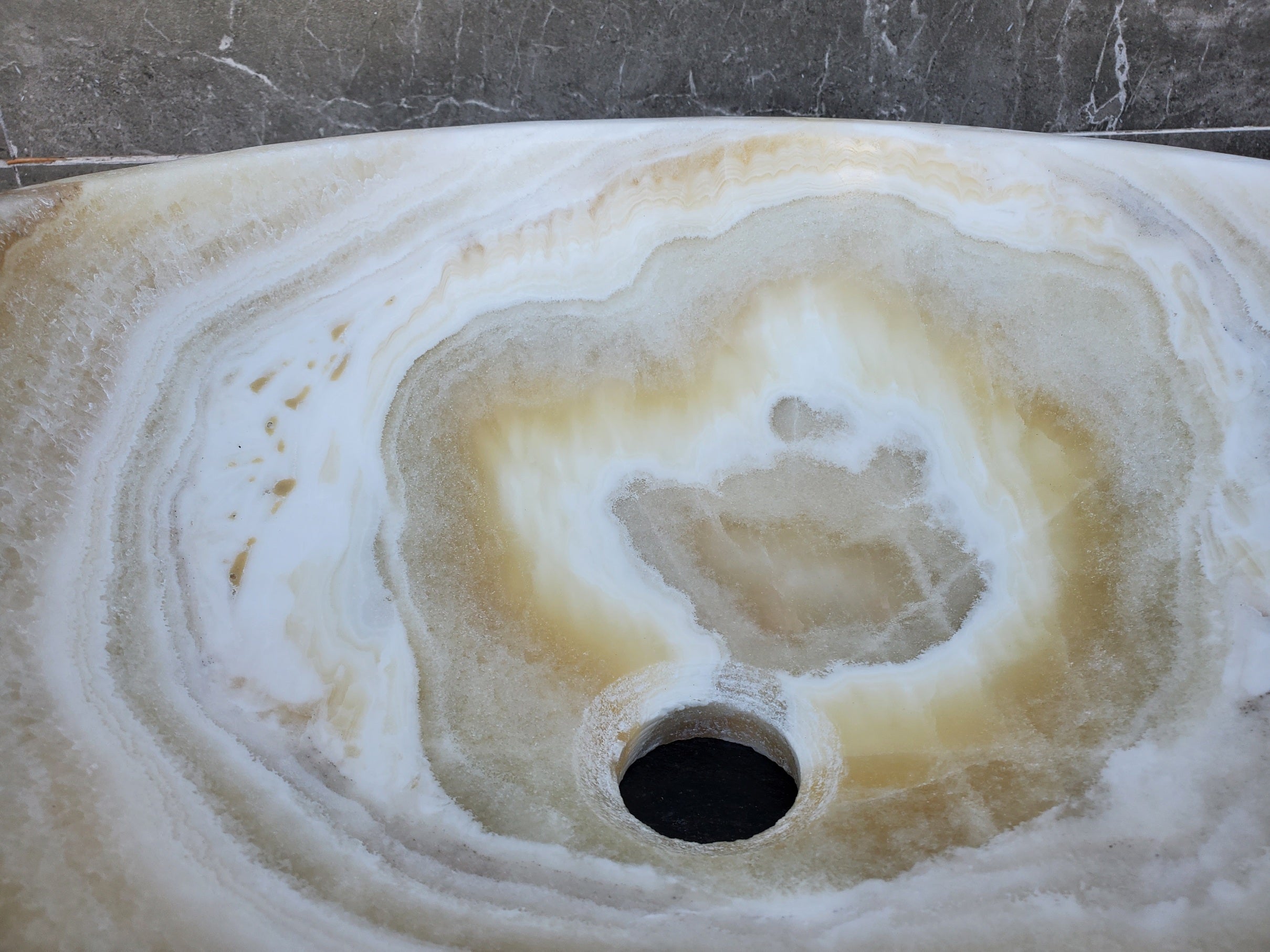 S28_21 Onyx Stone Vessel Bathroom Sink -15.5 x 15.5 inch