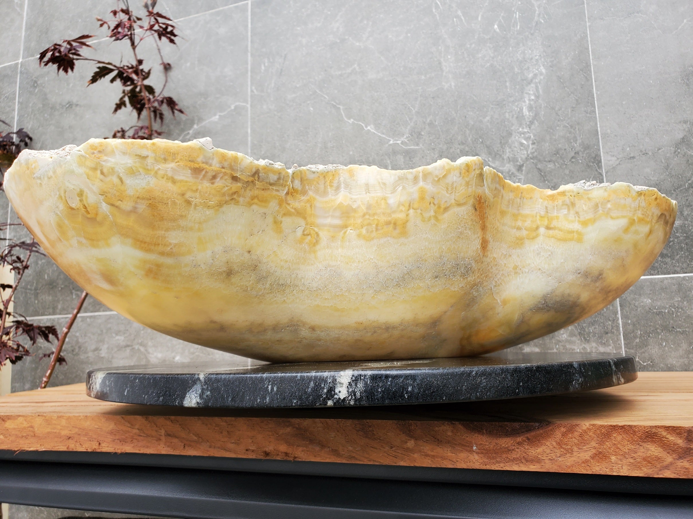 S30_15 Onyx Stone Vessel Bathroom Sink - 23.5 x 16 inch