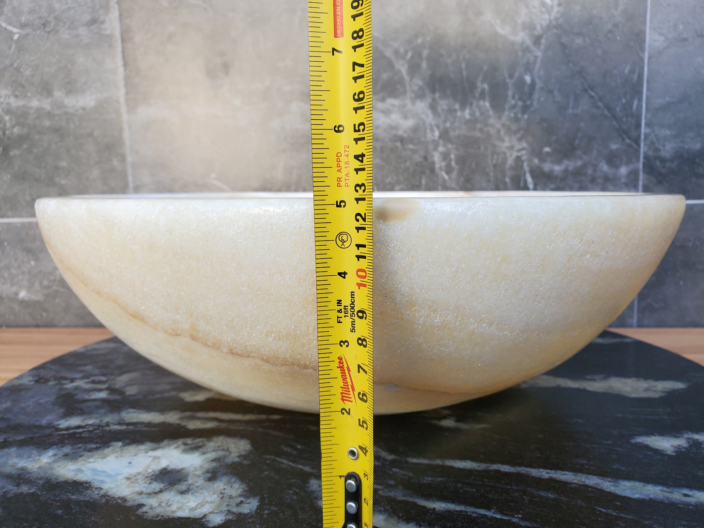 S28_21 Onyx Stone Vessel Bathroom Sink -15.5 x 15.5 inch
