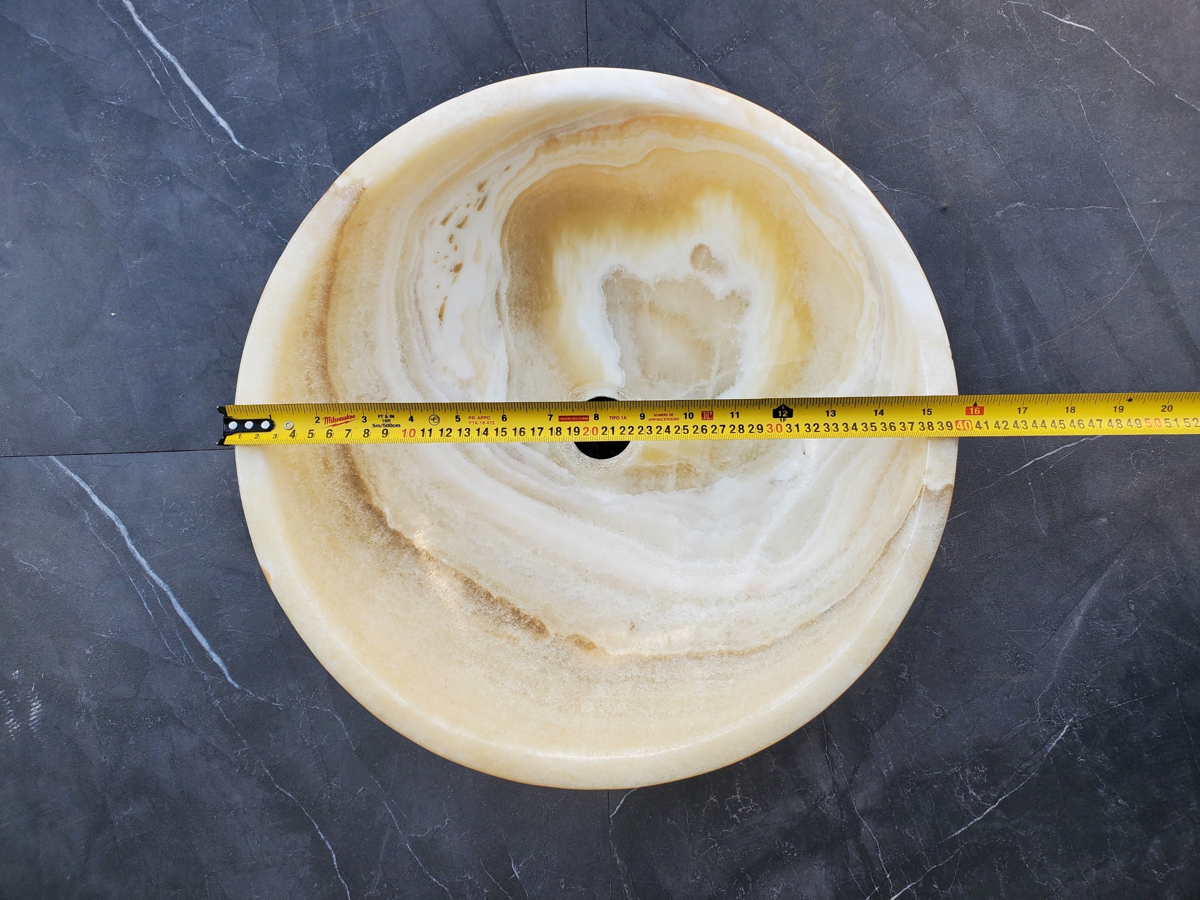 S28_21 Onyx Stone Vessel Bathroom Sink -15.5 x 15.5 inch