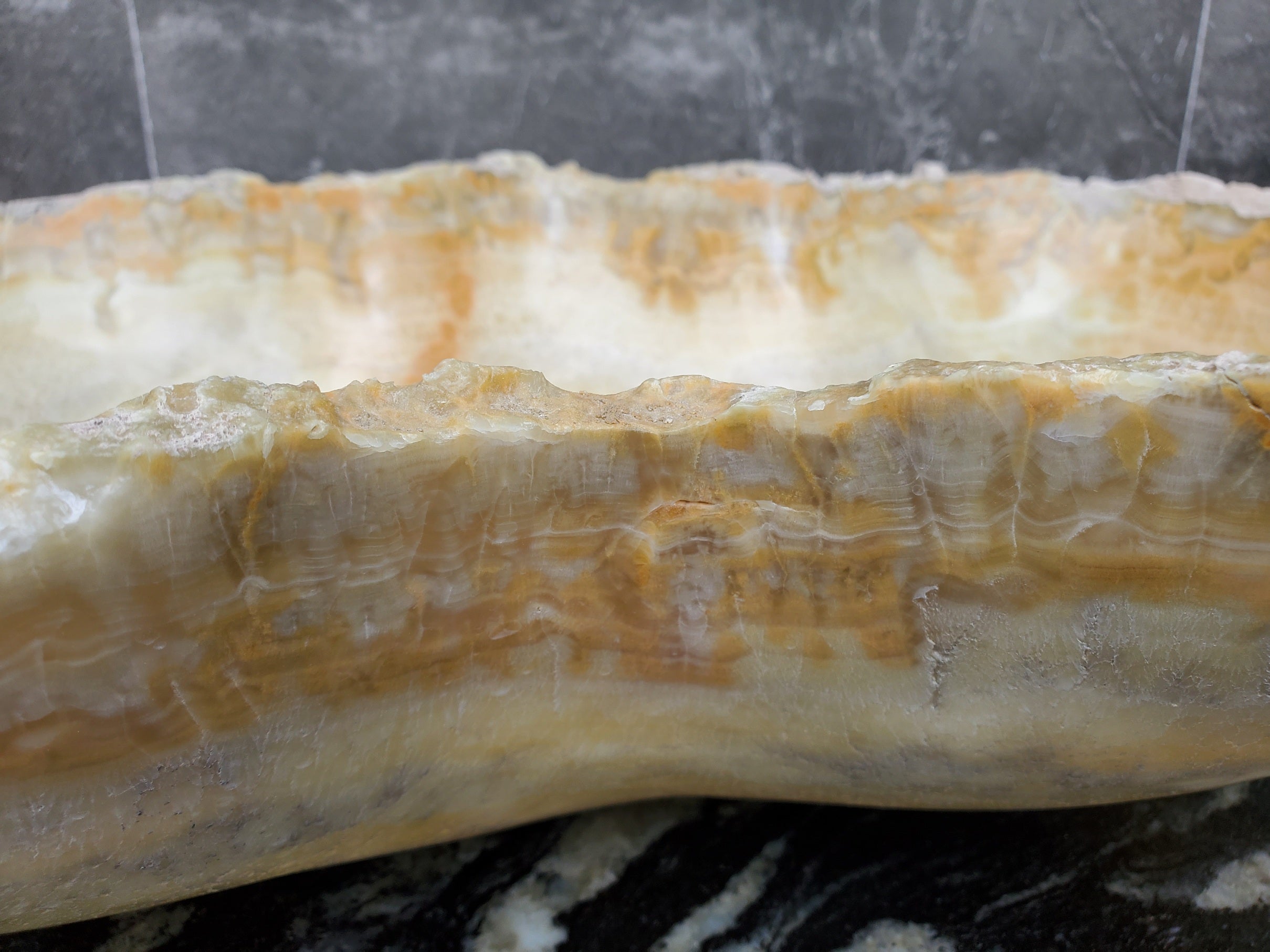 S30_15 Onyx Stone Vessel Bathroom Sink - 23.5 x 16 inch