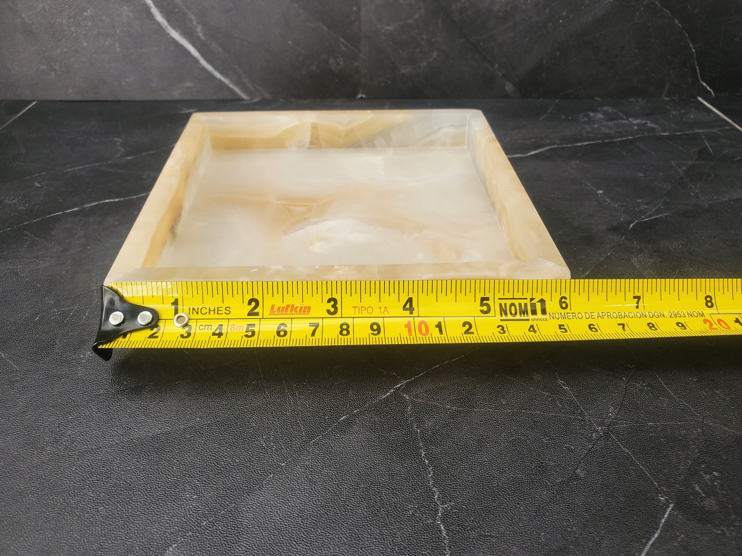 TRAY14 Ivory Transparent Onyx Stone Tray