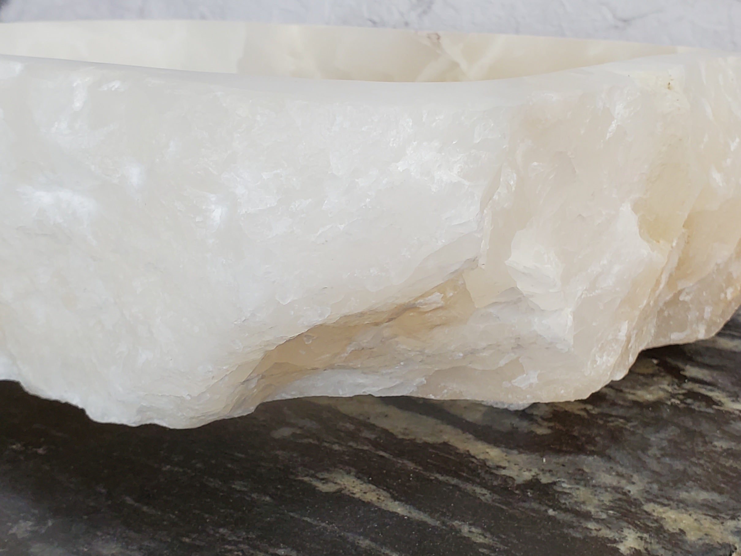 S35_08 White Onyx Marble Vessel Sink, 17x13 Inch Natural Stone Countertop Basin, Polished Luxury Vanity Sink, Spa Bathroom Decor Bathroom Sinks