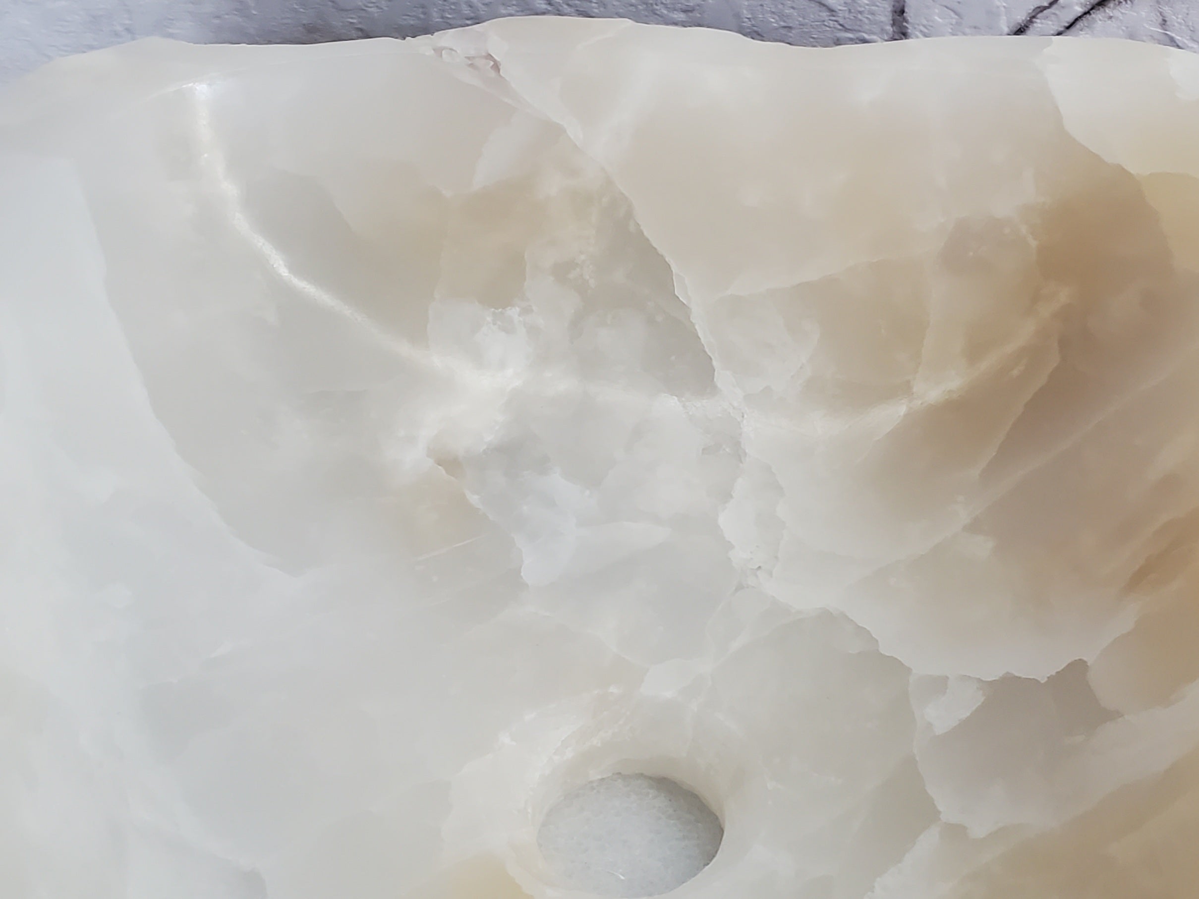S35_08 White Onyx Marble Vessel Sink, 17x13 Inch Natural Stone Countertop Basin, Polished Luxury Vanity Sink, Spa Bathroom Decor Bathroom Sinks