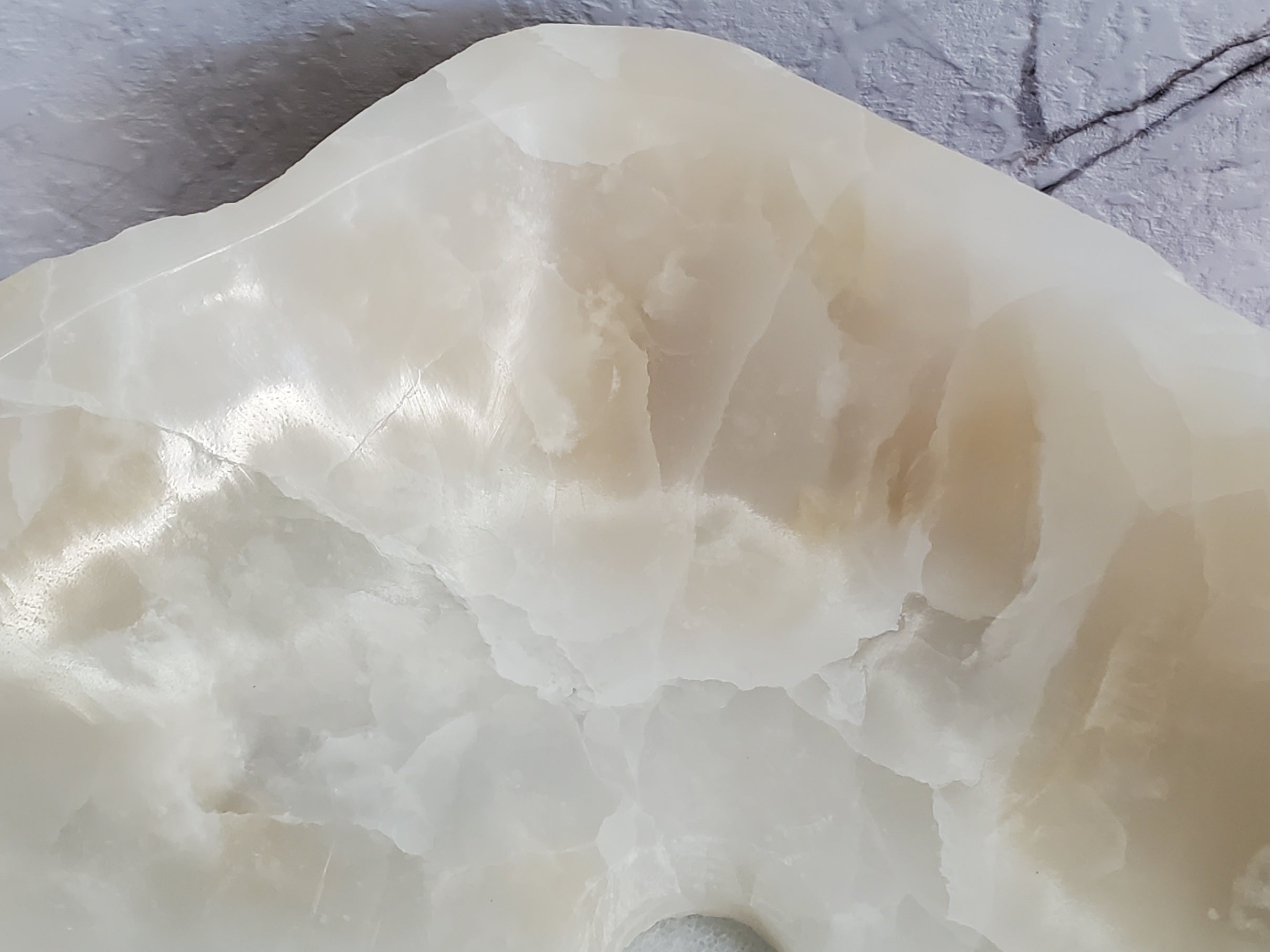 S35_08 White Onyx Marble Vessel Sink, 17x13 Inch Natural Stone Countertop Basin, Polished Luxury Vanity Sink, Spa Bathroom Decor Bathroom Sinks