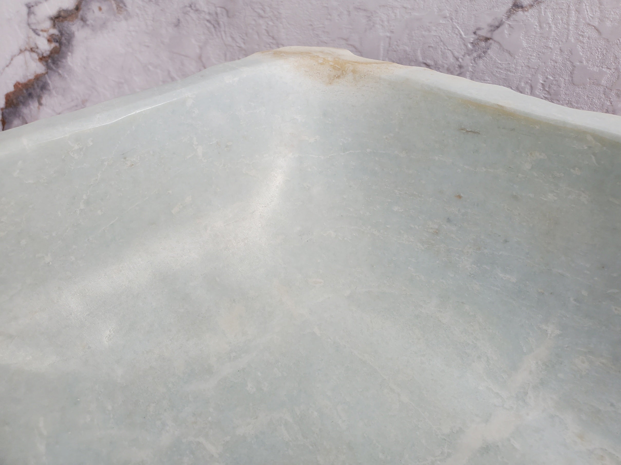 S35_13 White Marble Vessel Sink, Natural Stone Vanity Basin, Polished Bathroom Countertop Sink, Spa Decor 20x12 Inch