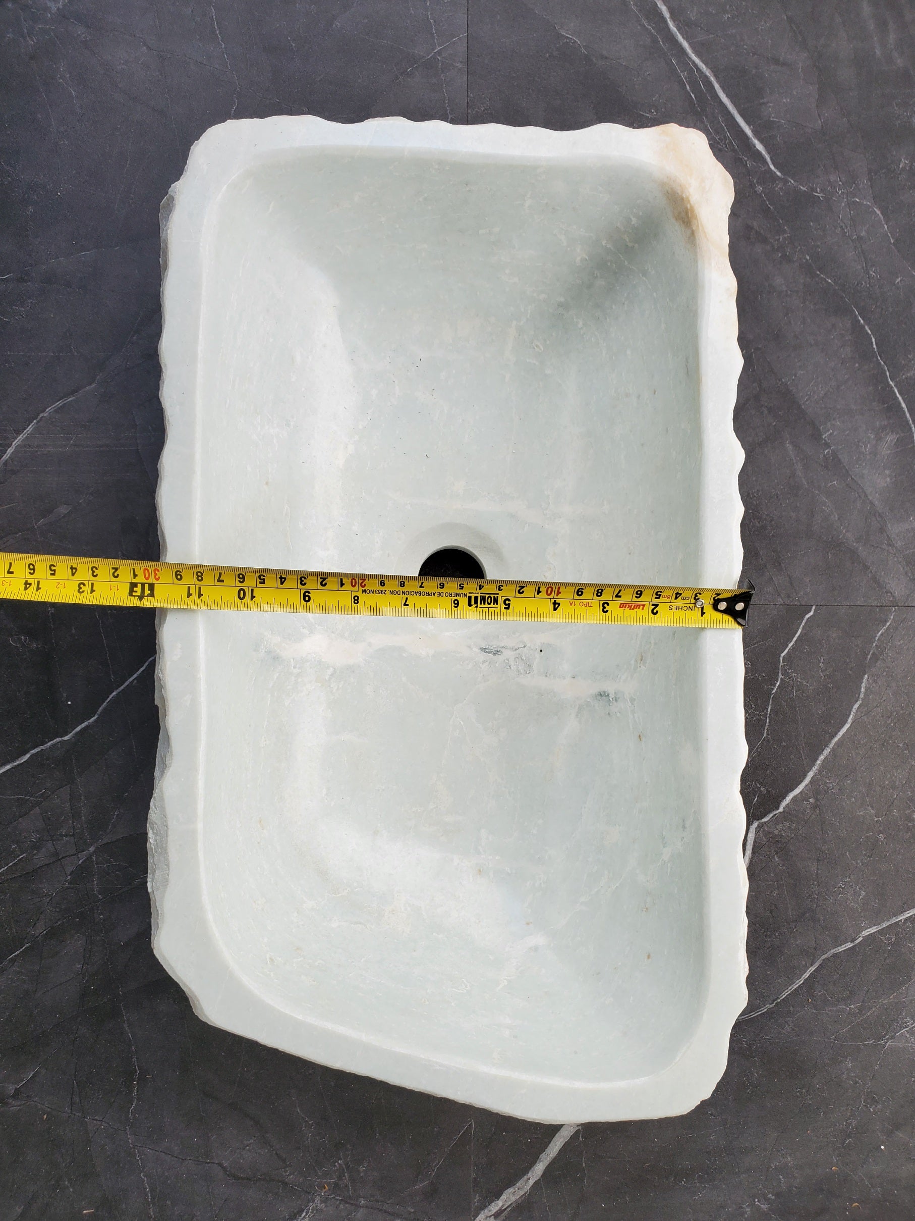 S35_13 White Marble Vessel Sink, Natural Stone Vanity Basin, Polished Bathroom Countertop Sink, Spa Decor 20x12 Inch