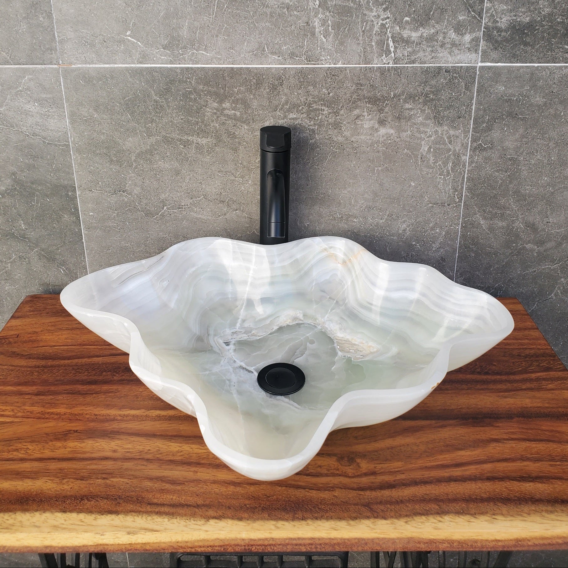 S18_02  Onyx Stone Vessel Bathroom Sink - 22 x 18 inch