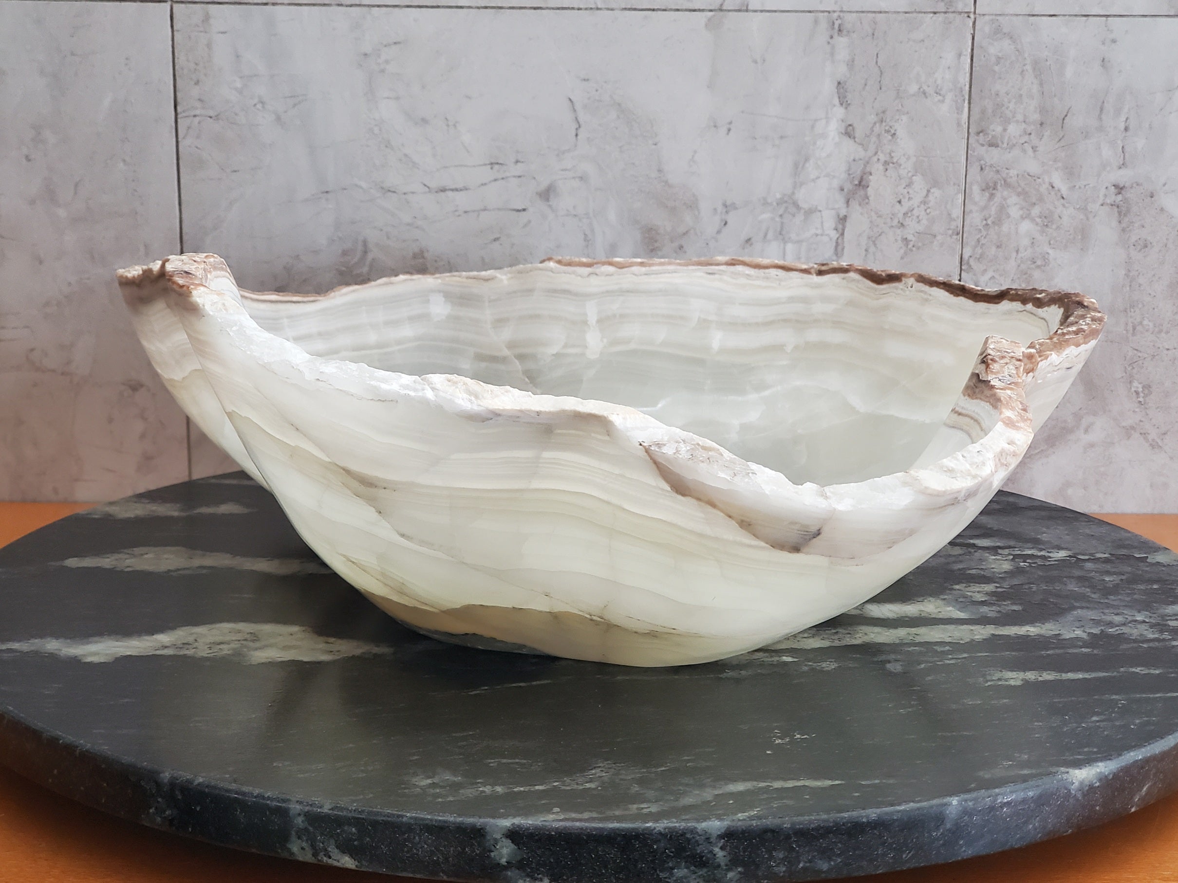 S23_05 Onyx Stone Bathroom Vessel Sink - 16 x 15 inch