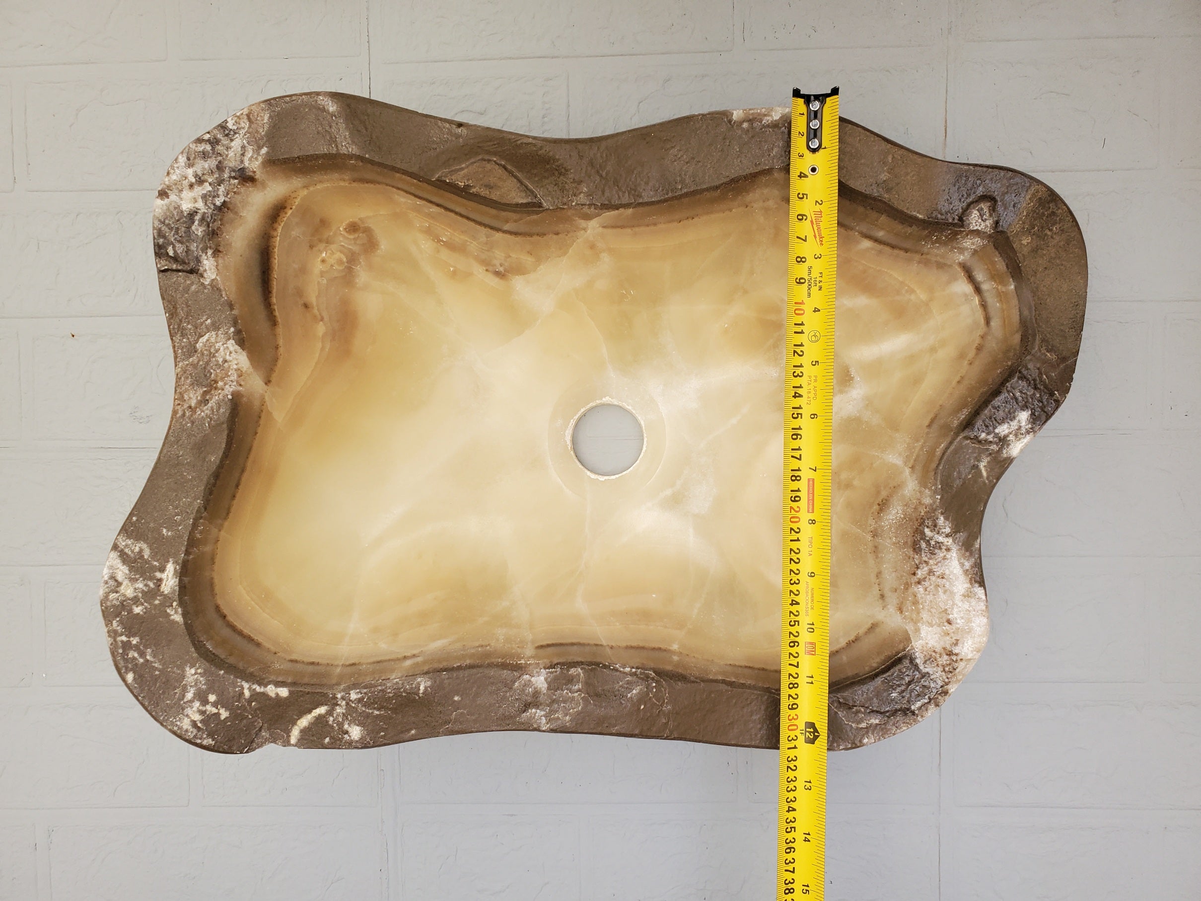 S23_11 Onyx Stone Vessel Bathroom Sink - 18.5 x 12 inch