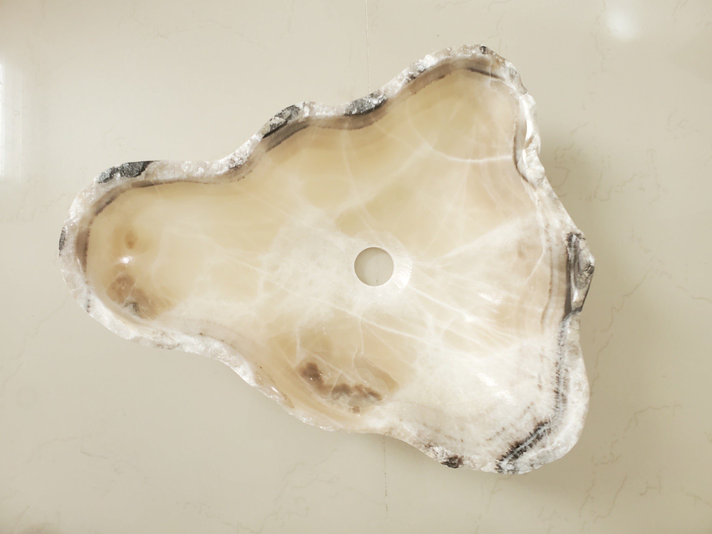 S23_06 Onyx Stone Bathroom Vessel Sink - 17 x 14 inch