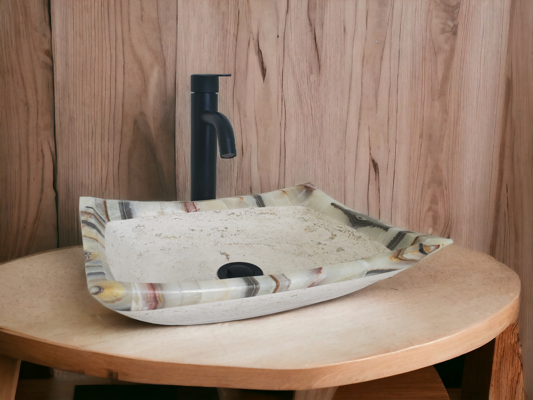 S21_20 Onyx Stone Bathroom Vessel Sink - 15.5 x 11.5 inch