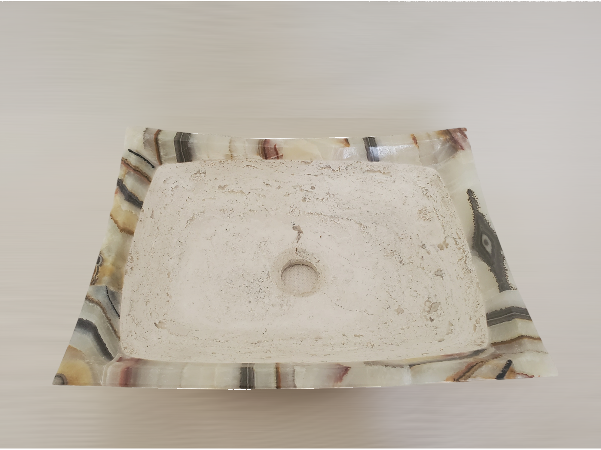 S21_20 Onyx Stone Bathroom Vessel Sink - 15.5 x 11.5 inch