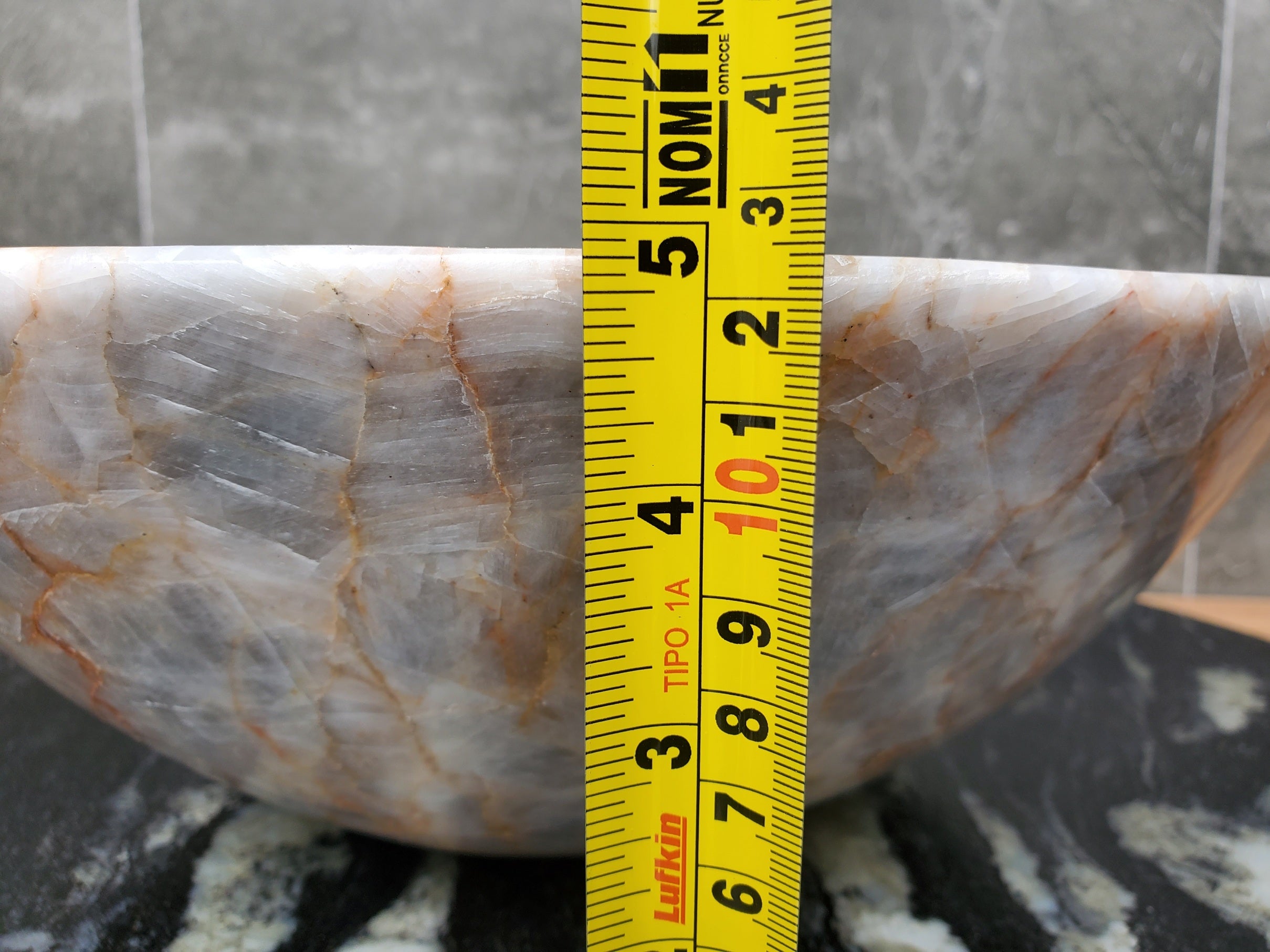 S31_03 Blue Gray Calcite Vessel Bathroom Sink - 14 x 14 inch