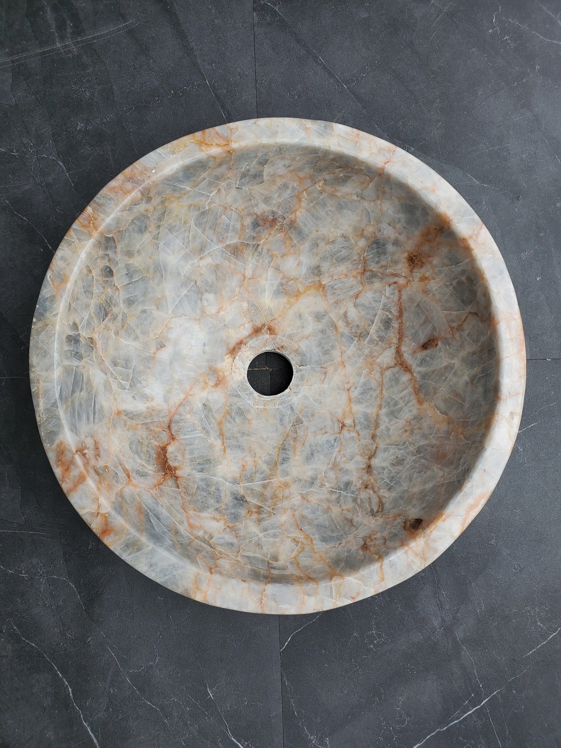 S31_03 Blue Gray Calcite Vessel Bathroom Sink