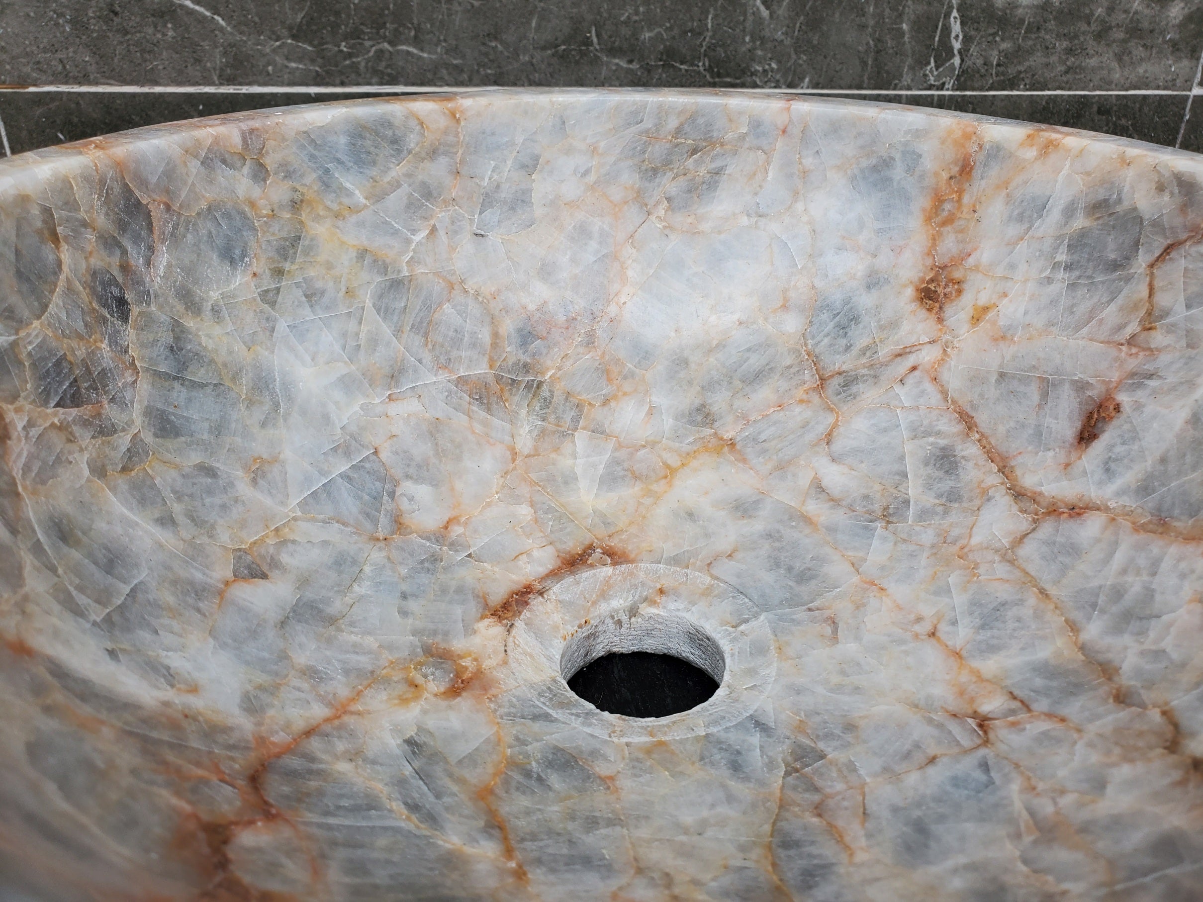 S31_03 Blue Gray Calcite Vessel Bathroom Sink