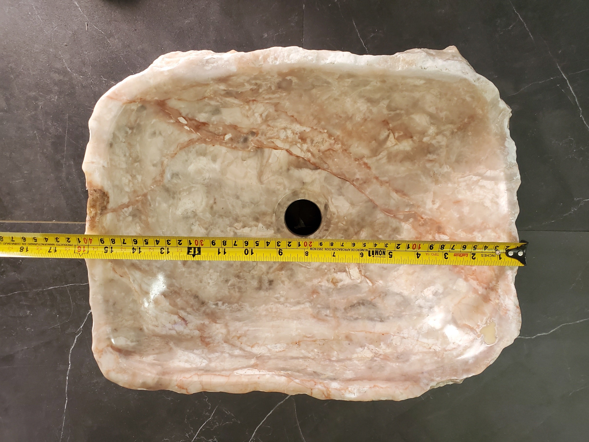 S34_06 Onyx Stone Vessel Sink - 16 x 12.5 inch