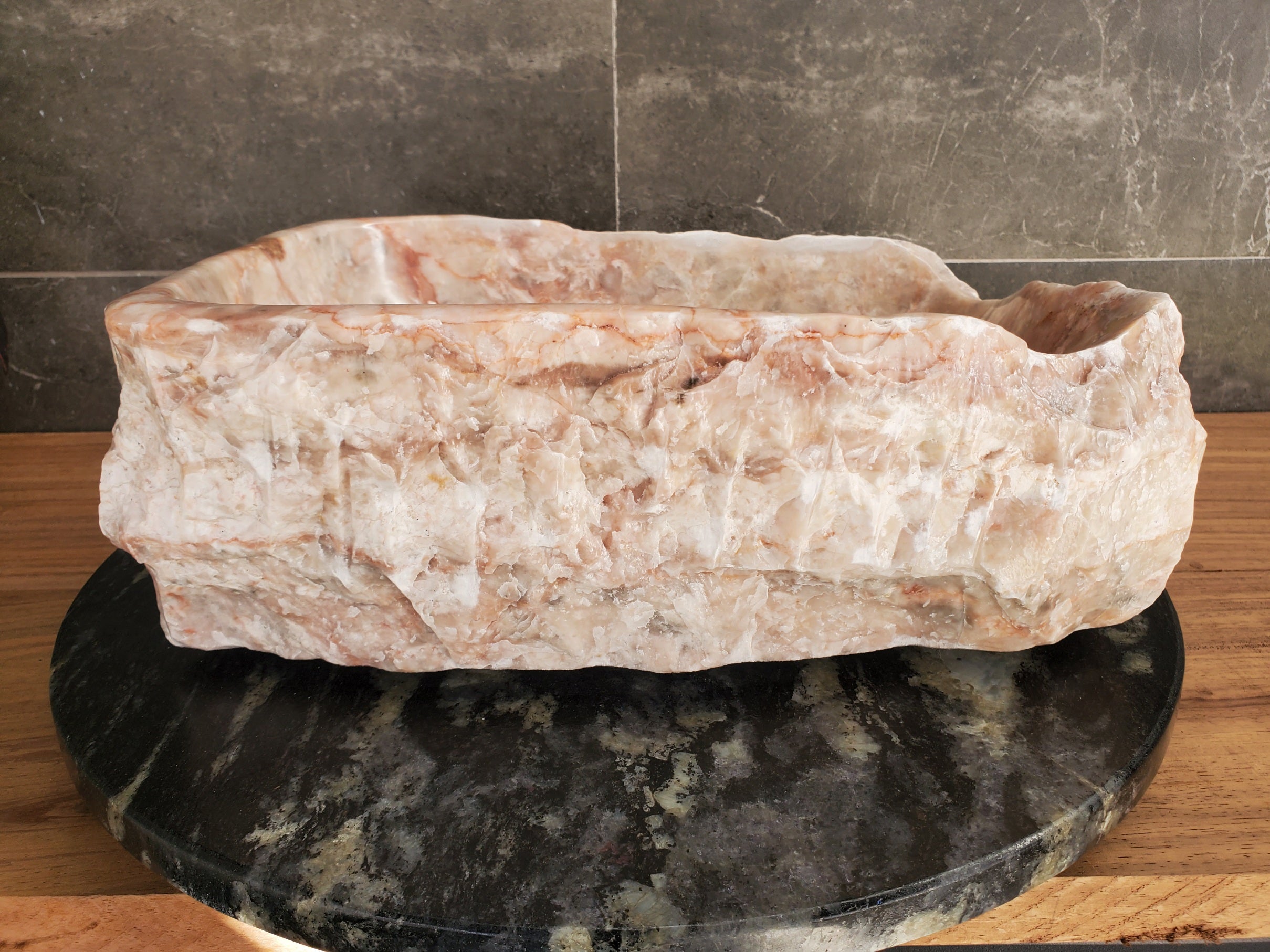 S34_06 Onyx Stone Vessel Sink - 16 x 12.5 inch