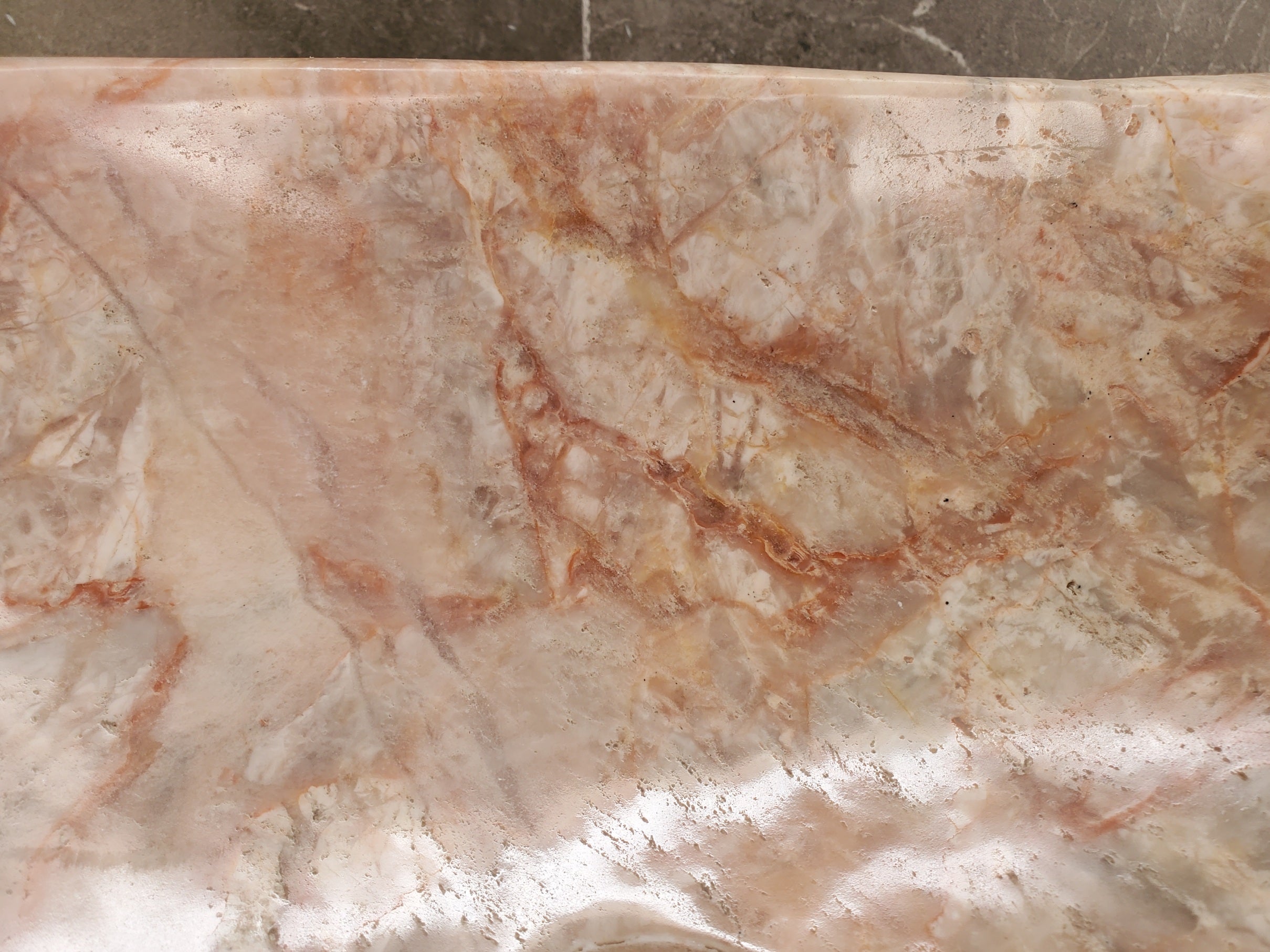 S34_02 Pink Onyx Vessel Bathroom Sink - 16 x 12.5 inch