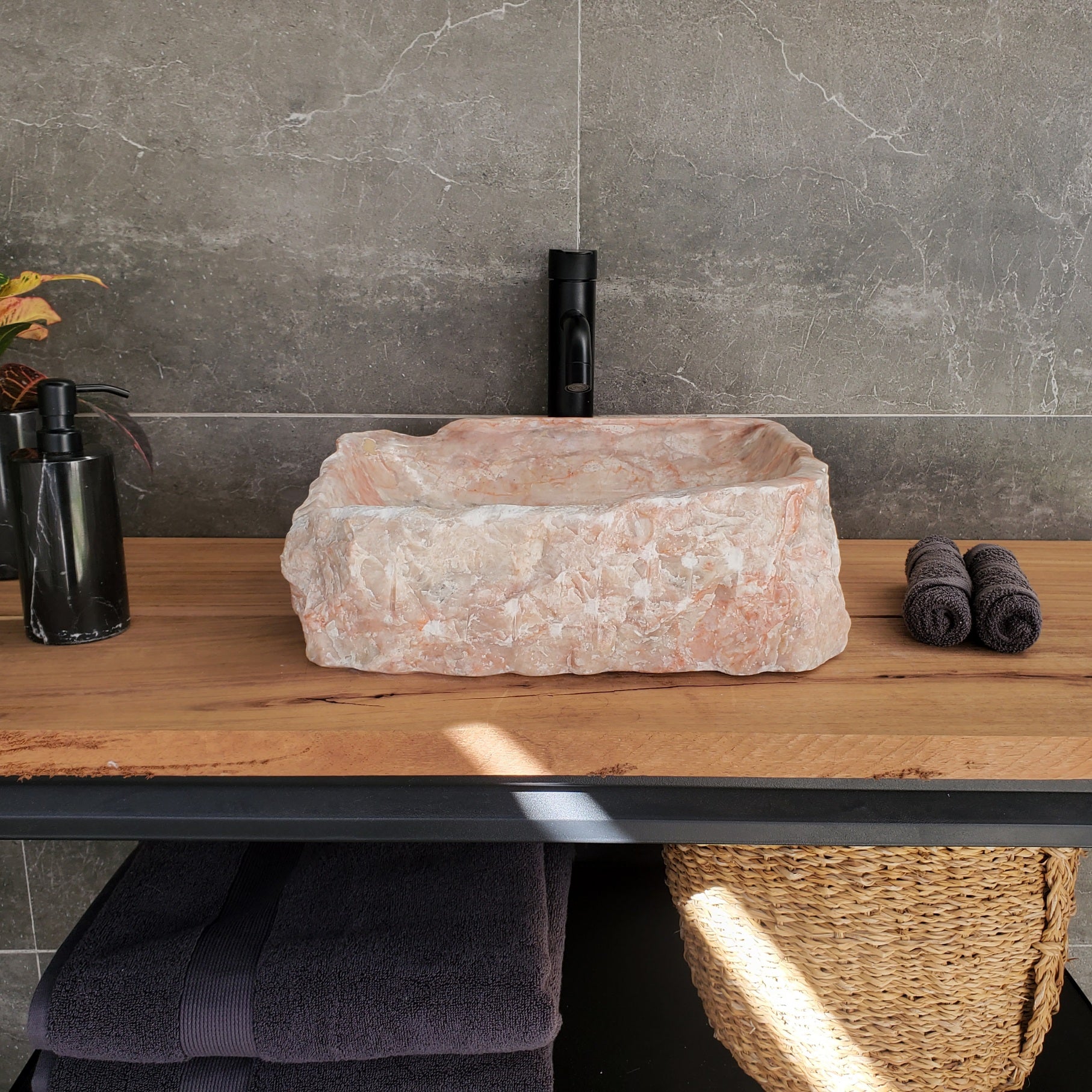 S34_06 Onyx Stone Vessel Sink - 16 x 12.5 inch