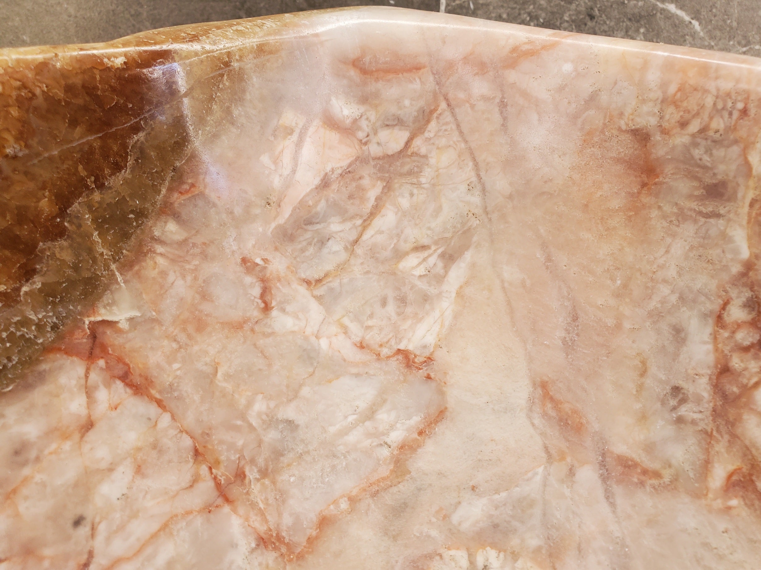 S34_02 Pink Onyx Vessel Bathroom Sink - 16 x 12.5 inch