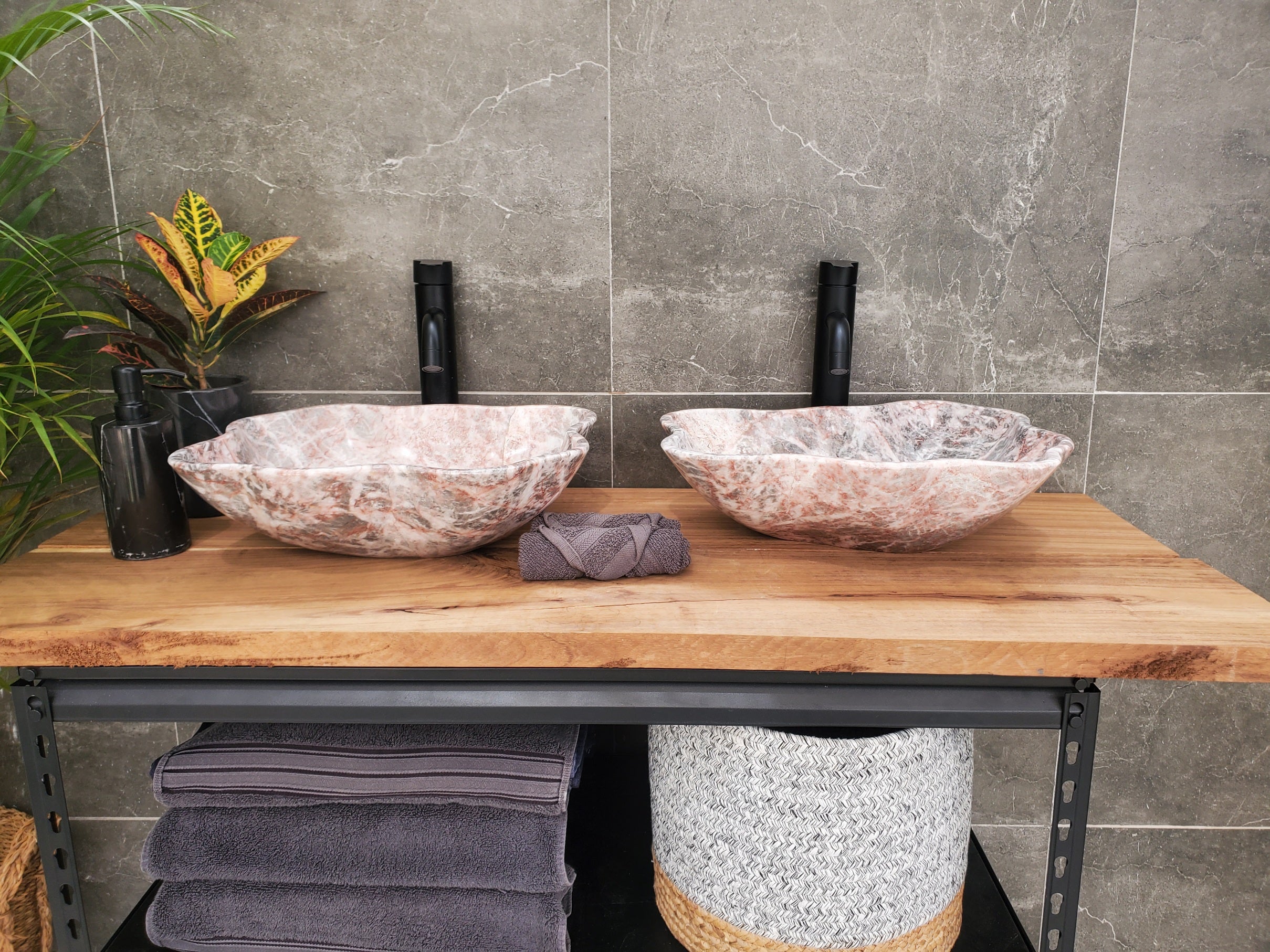 SET3169 Marble Stone Vessel Sink Set