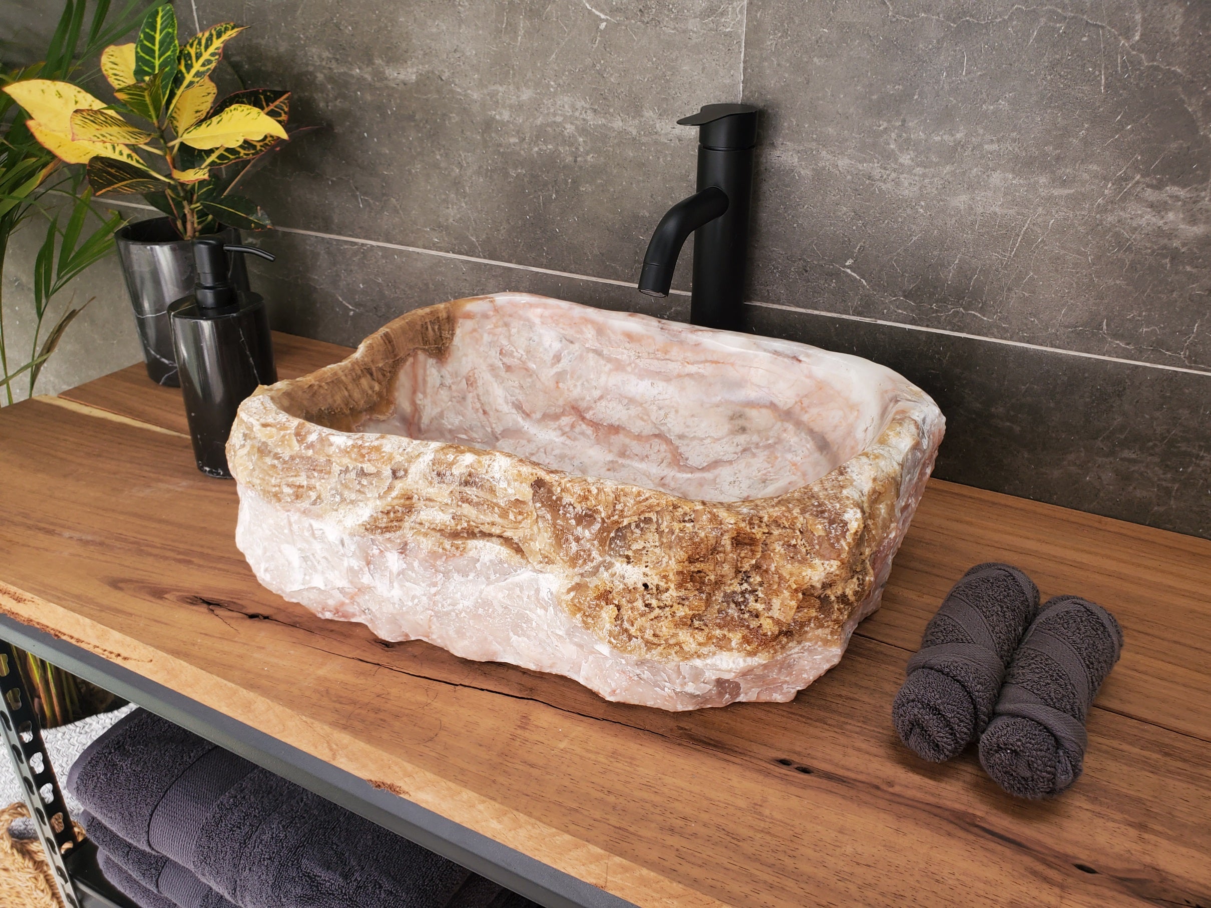S33_07 Onyx Vessel Bathroom Sink - 16 x 12 inch