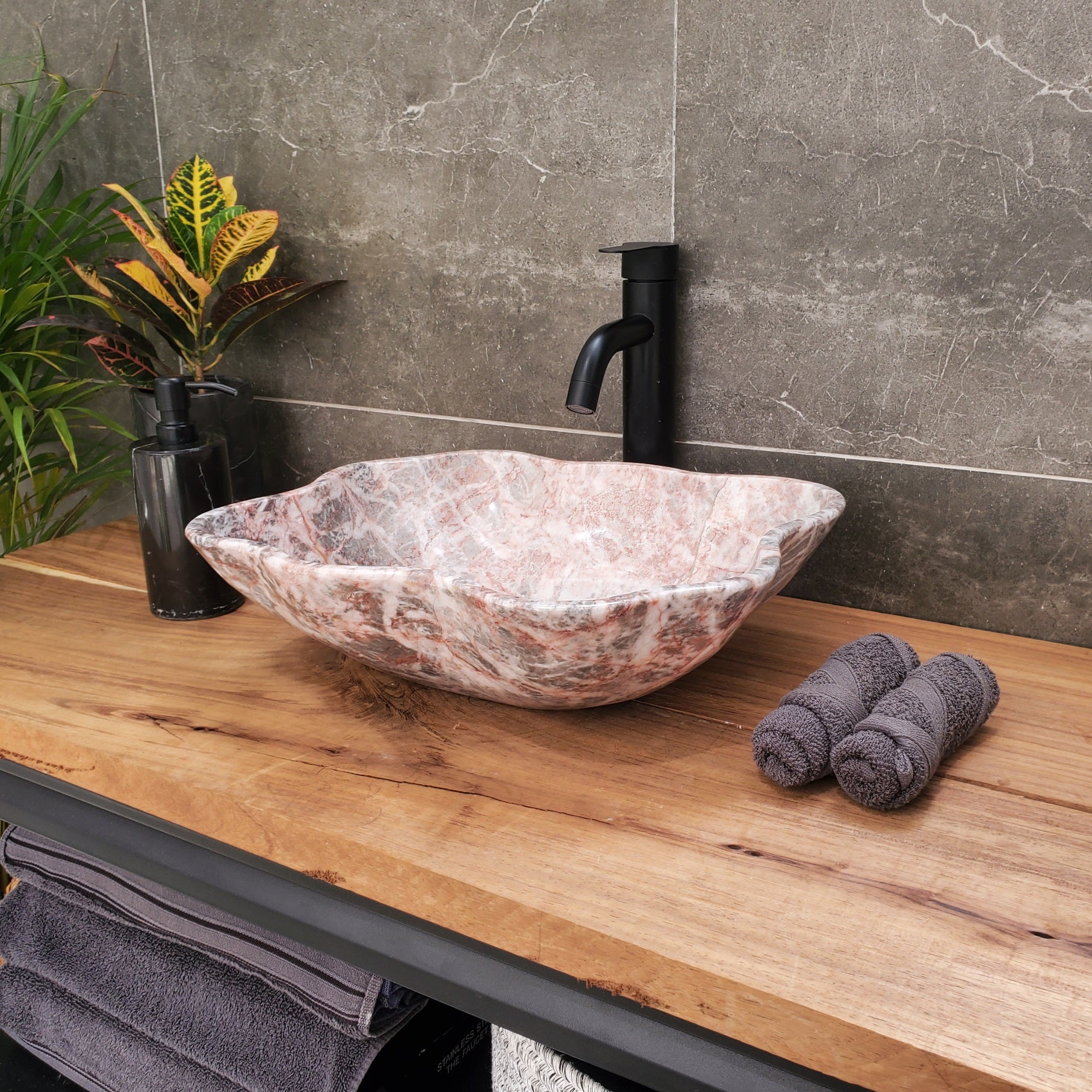 SET3169 Marble Stone Vessel Sink Set