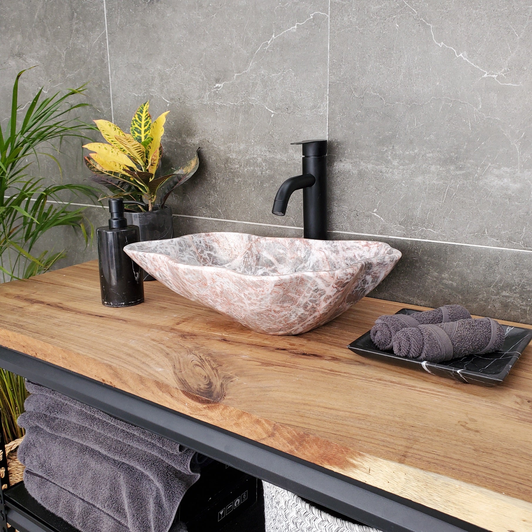 S31_27 Marble Vessel Bathroom Sink - 16.5 x 13.5 inch