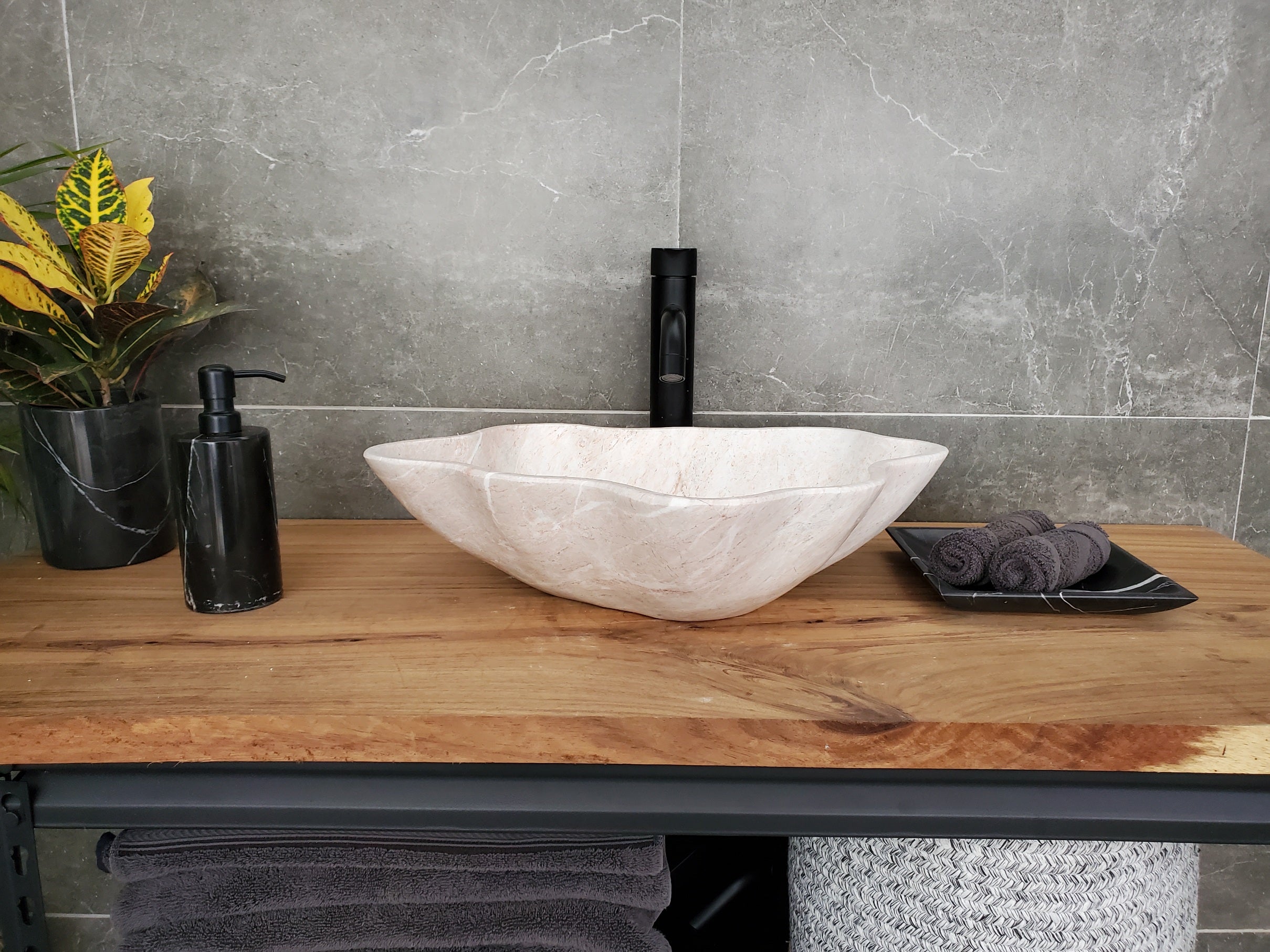 S31_26 Marble Vessel Bathroom Sink - 19 x 14 inch