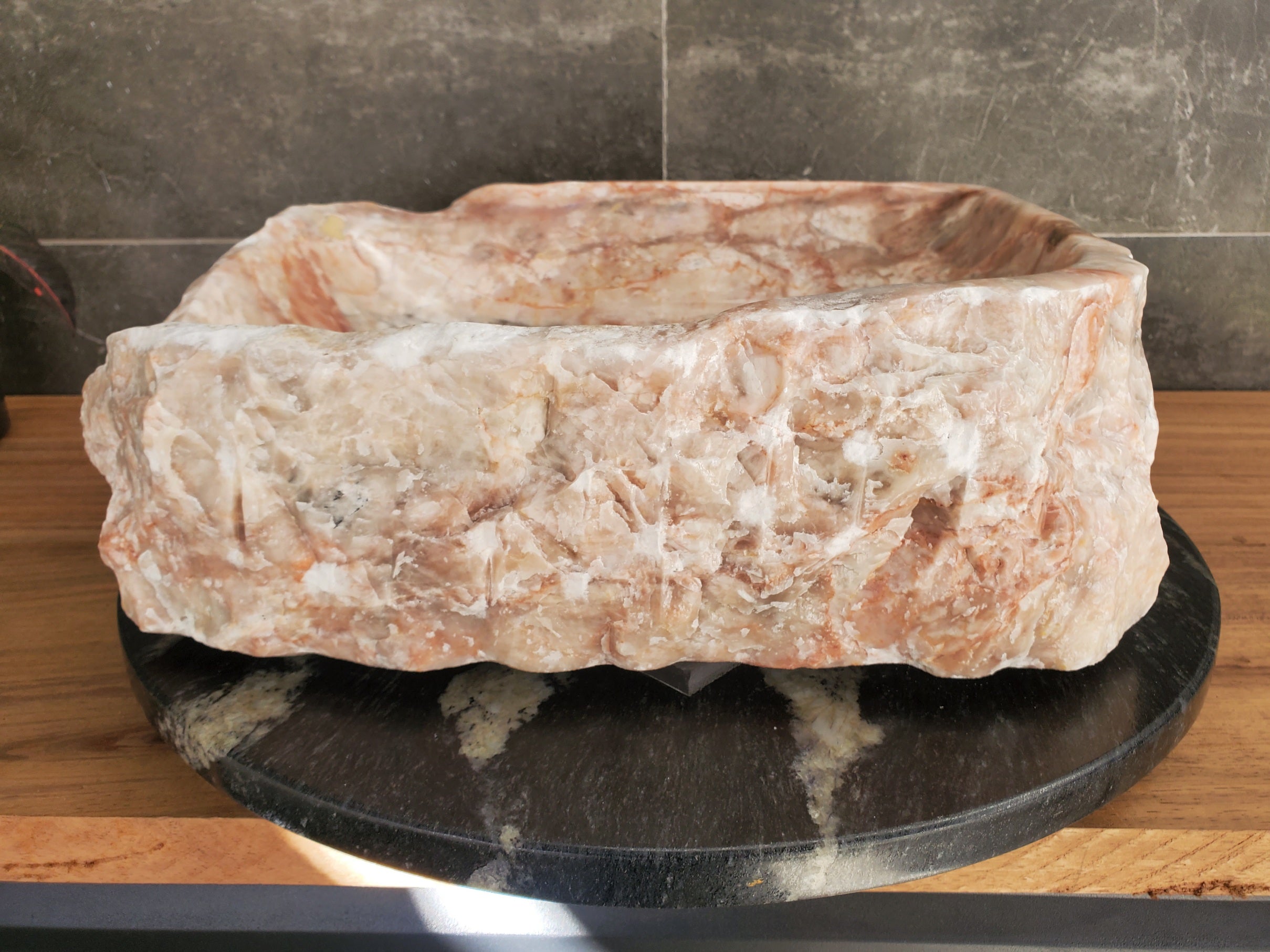 S34_06 Onyx Stone Vessel Sink - 16 x 12.5 inch