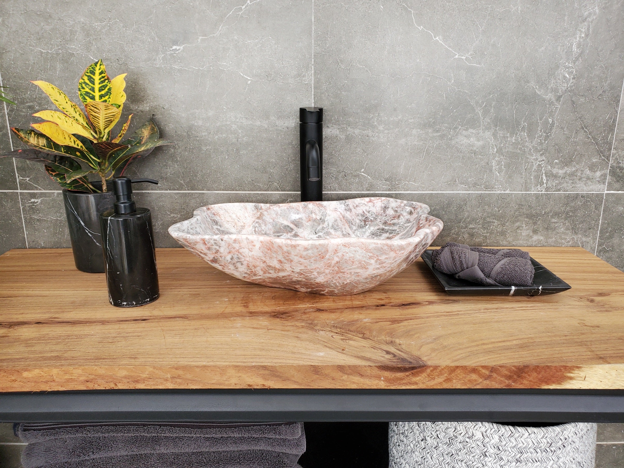 S31_27 Marble Vessel Bathroom Sink - 16.5 x 13.5 inch