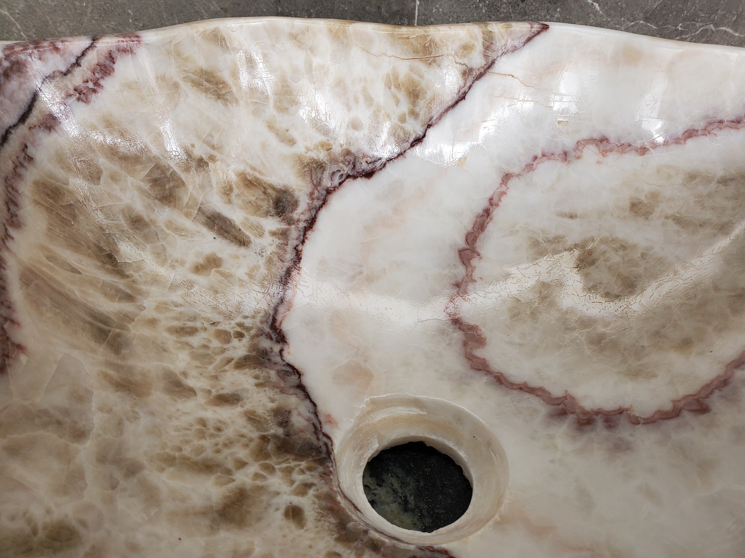 S33_40 Onyx Stone Vessel Bathroom Sink - 17 x 13 inch