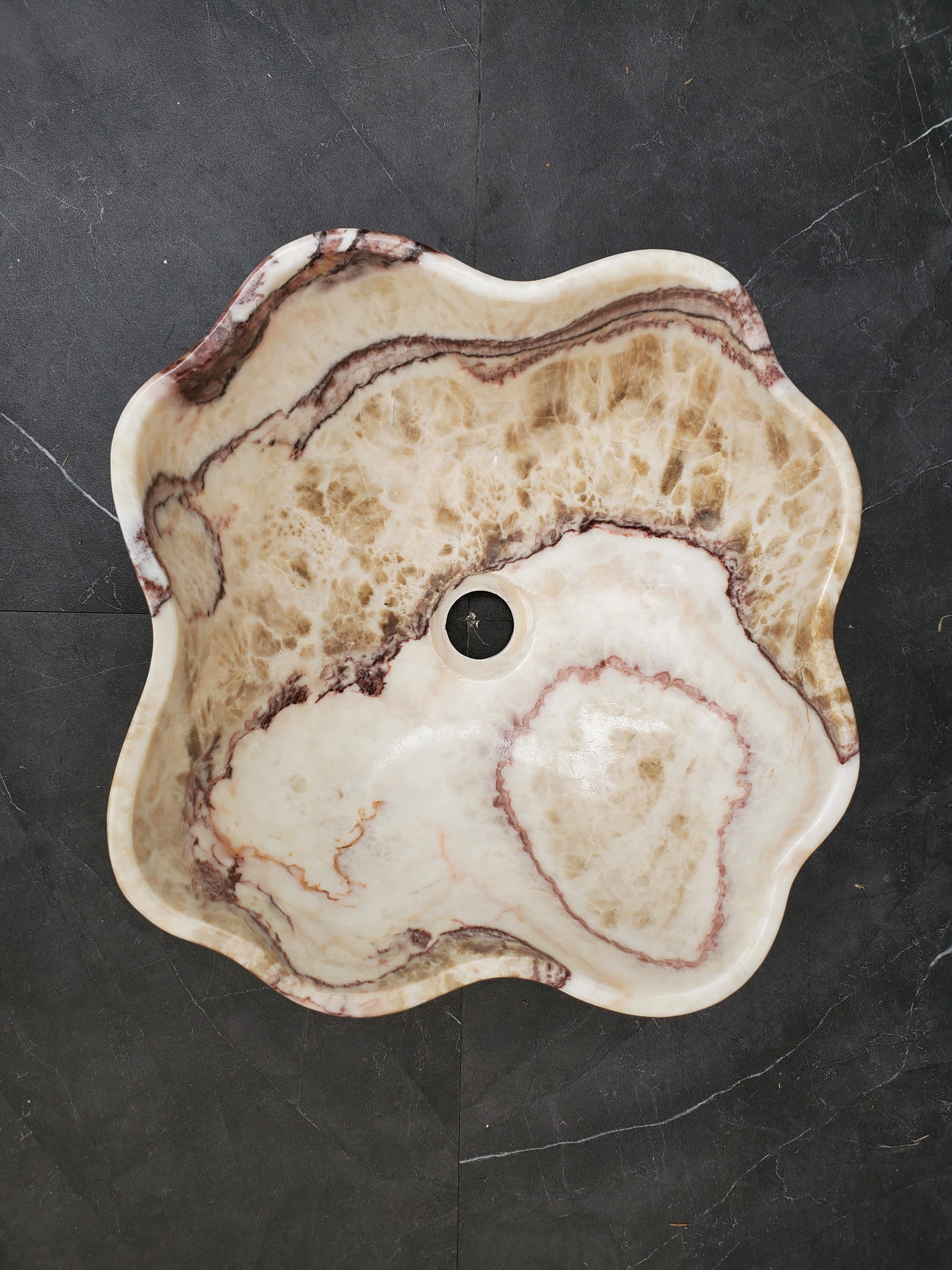 S33_40 Onyx Stone Vessel Bathroom Sink - 17 x 13 inch