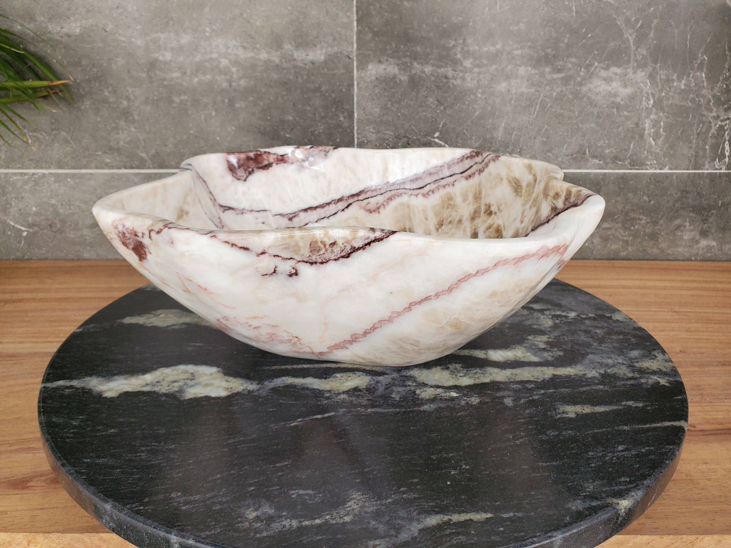 S33_40 Onyx Stone Vessel Bathroom Sink - 17 x 13 inch