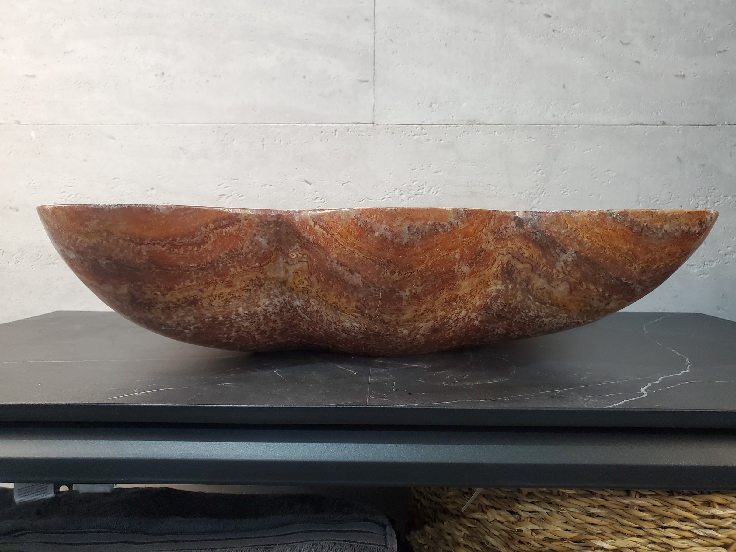 S27_10 Onyx Stone Vessel Bathroom Sink - 18 x 16 inch
