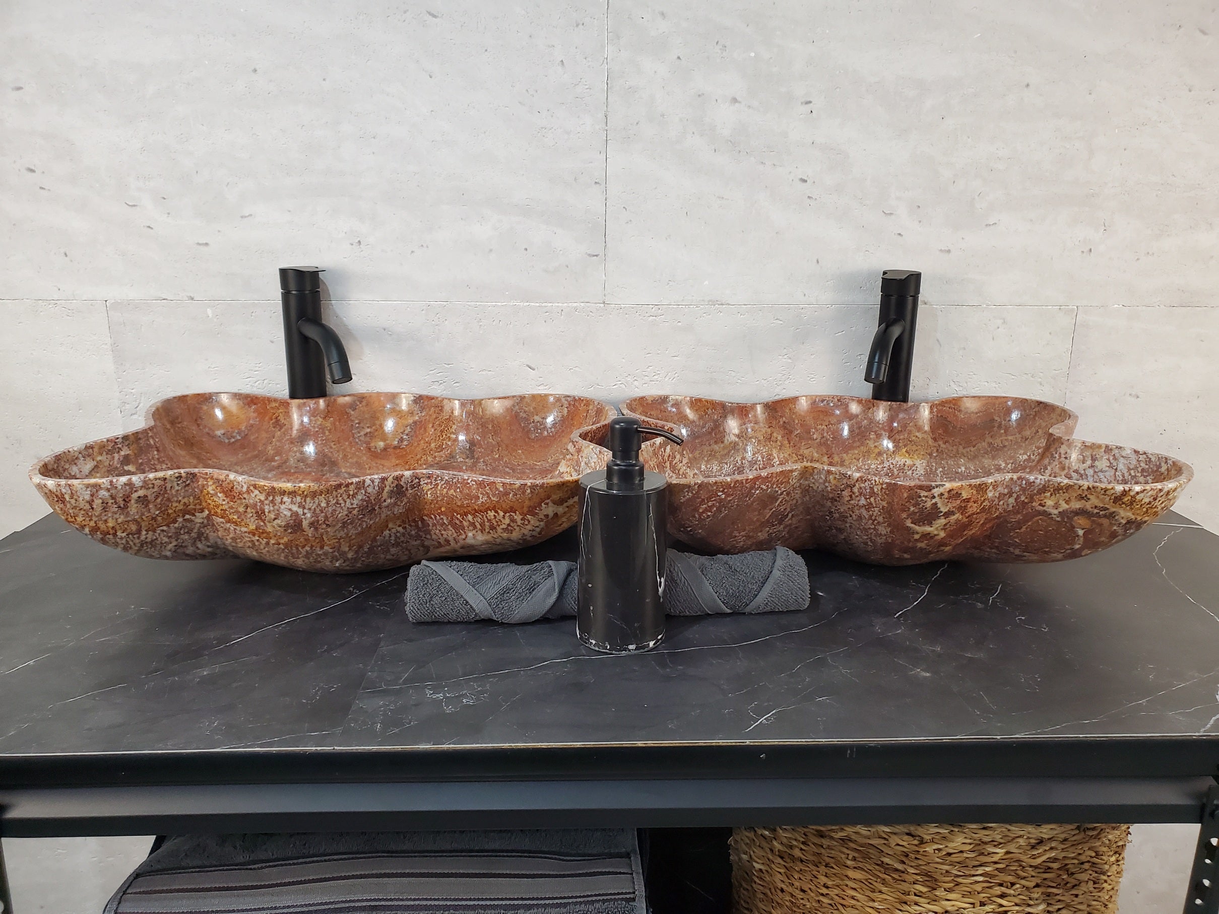 SET1032 Onyx Stone Vessel Sink Master Bathroom Set