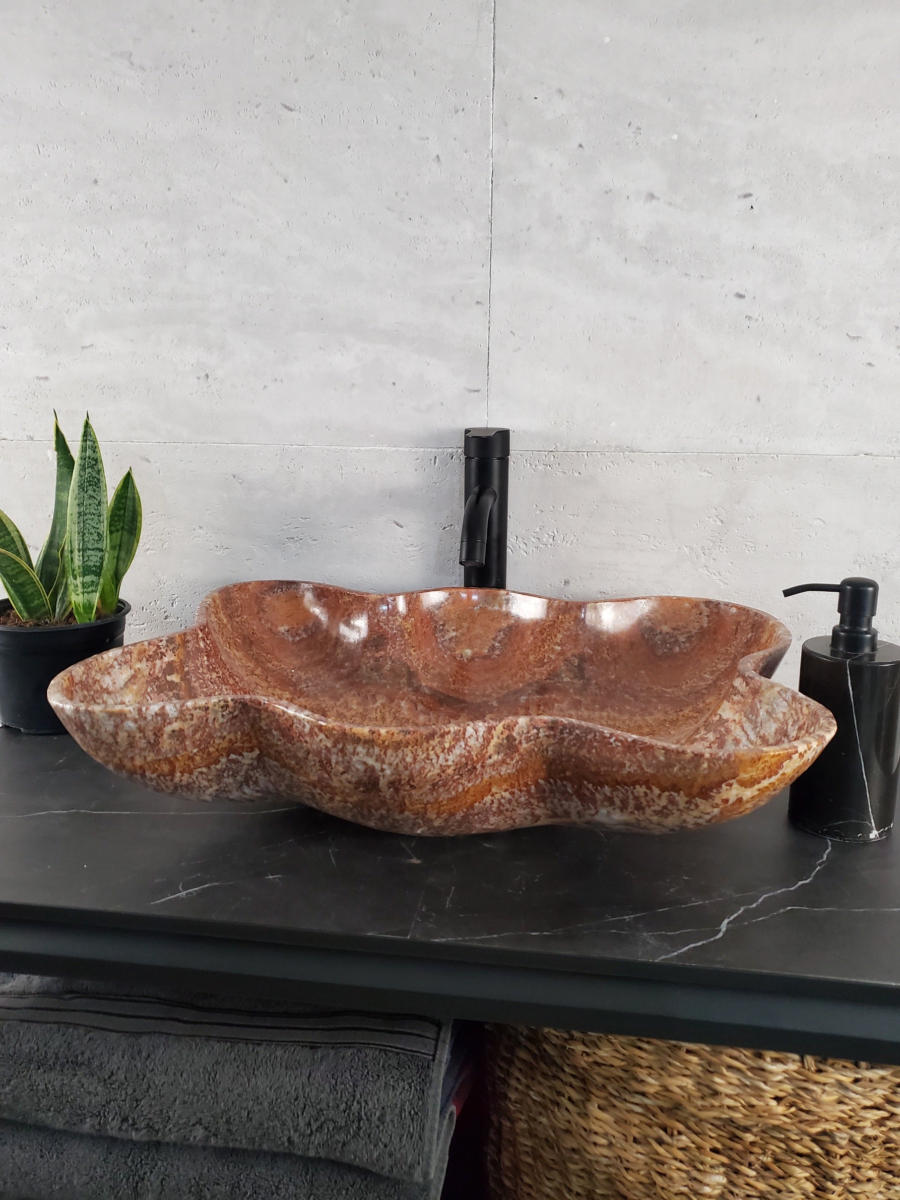 S27_11 Onyx Stone Vessel Bathroom Sink - 21 x 15.5 inch