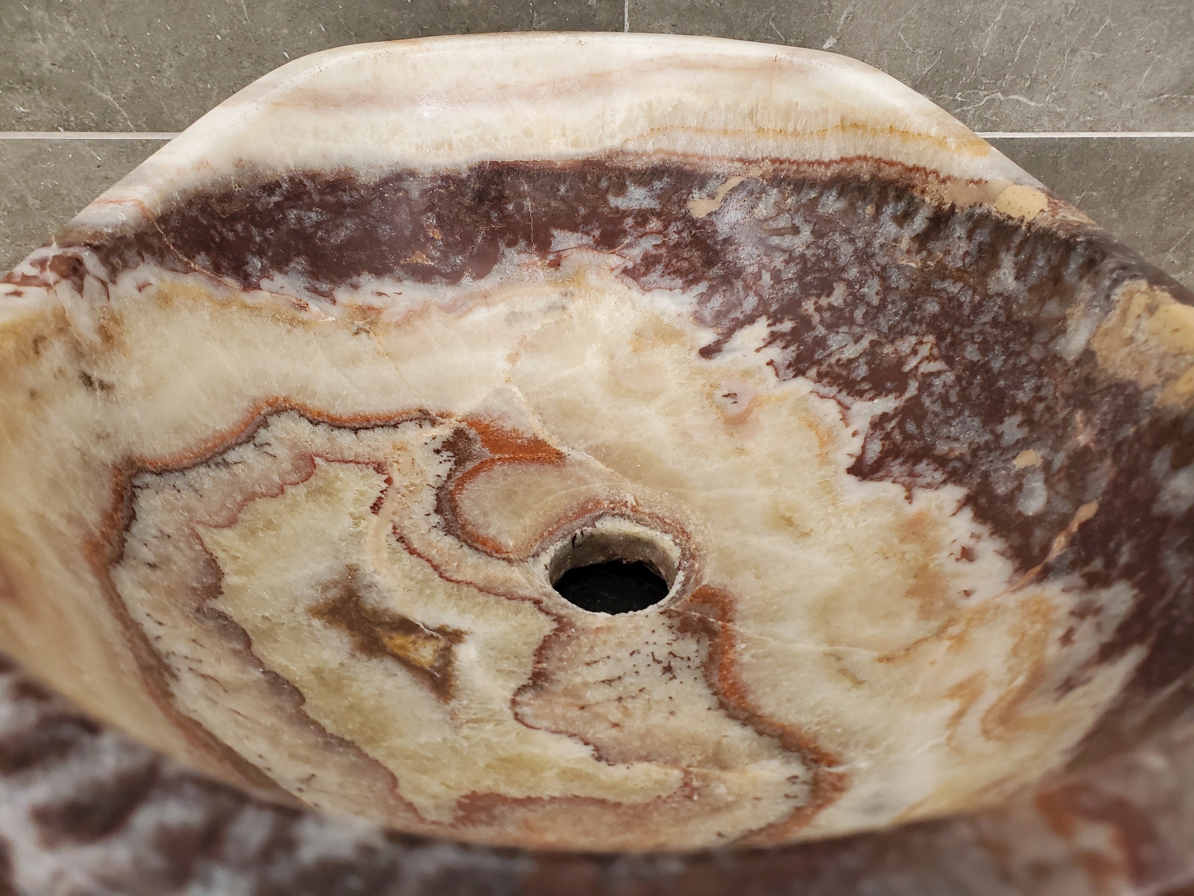 S31_09 Serpentine Onyx Stone Vessel Sink - 16 x 13.5 inch