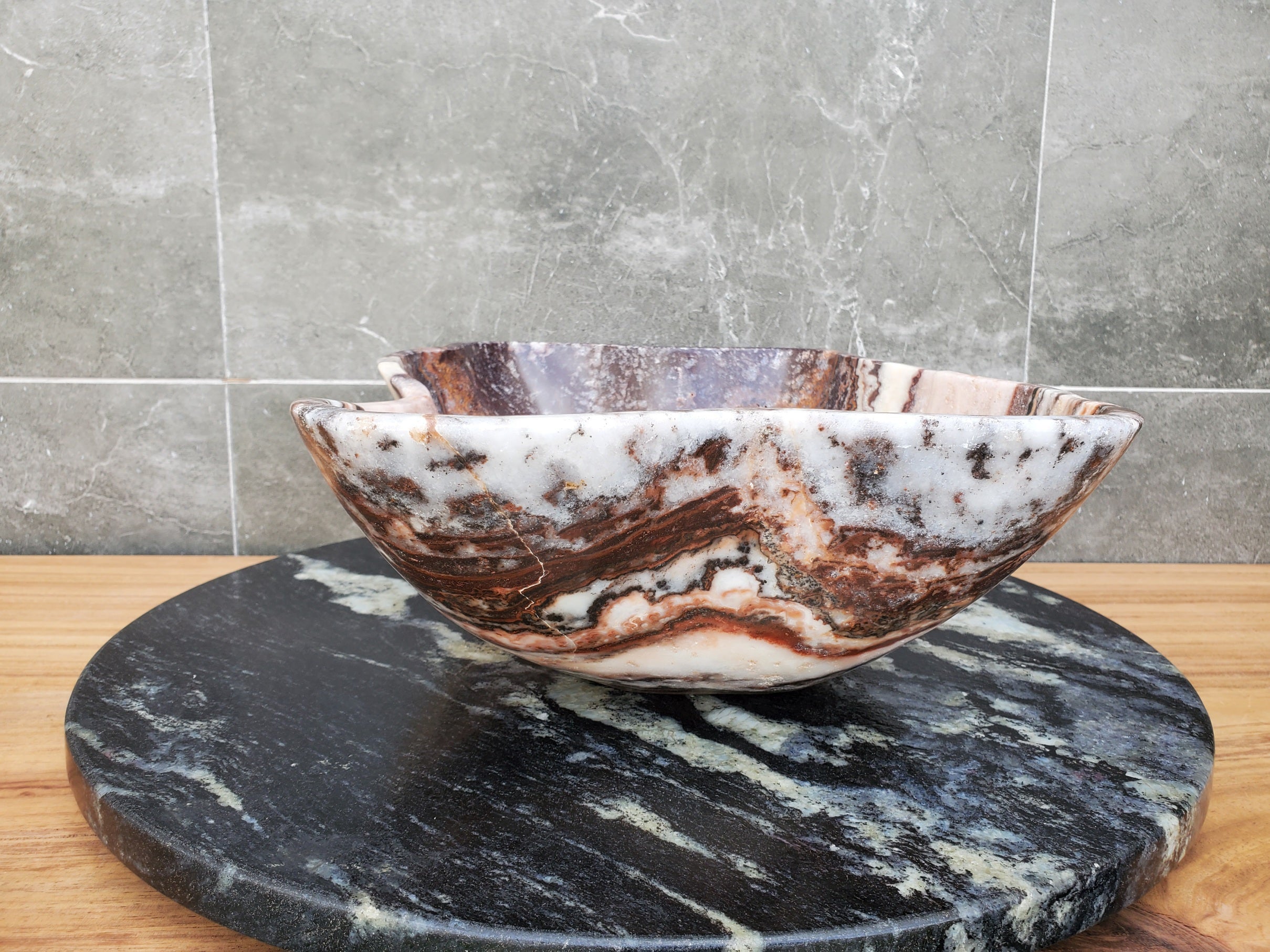 S31_07 Serpentine Onyx Stone Vessel Sink - 17.5 x 12 inch