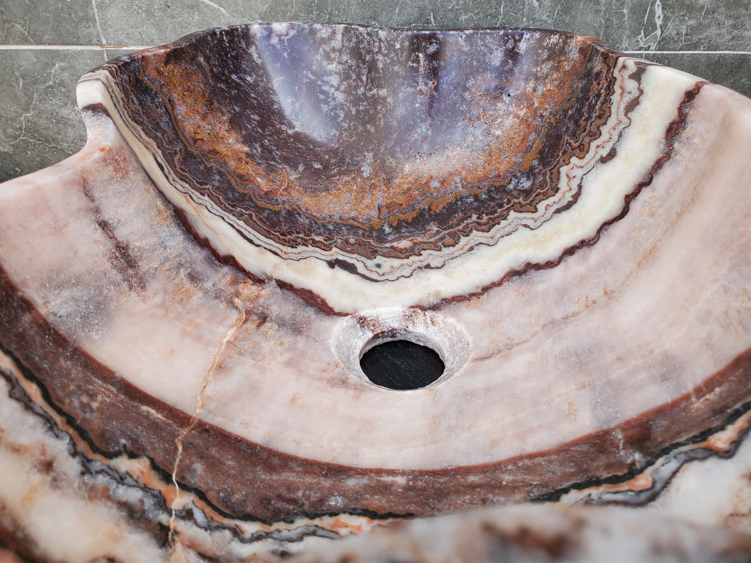 S31_07 Serpentine Onyx Stone Vessel Sink