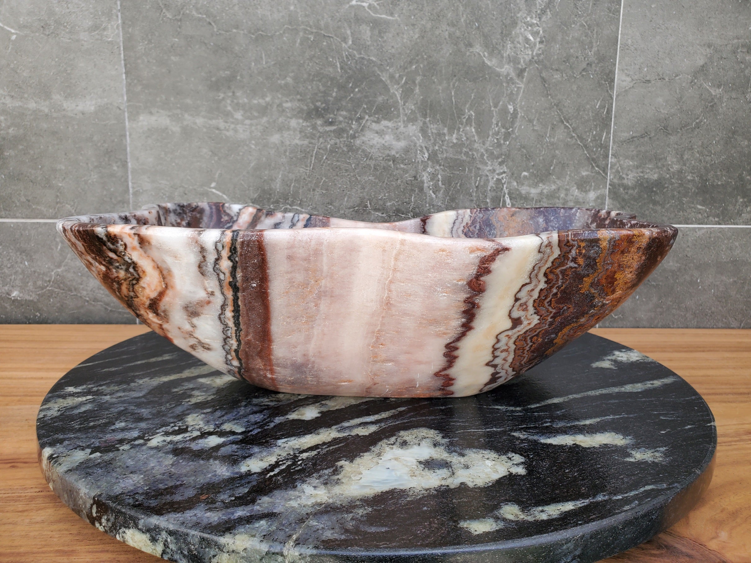 S31_07 Serpentine Onyx Stone Vessel Sink