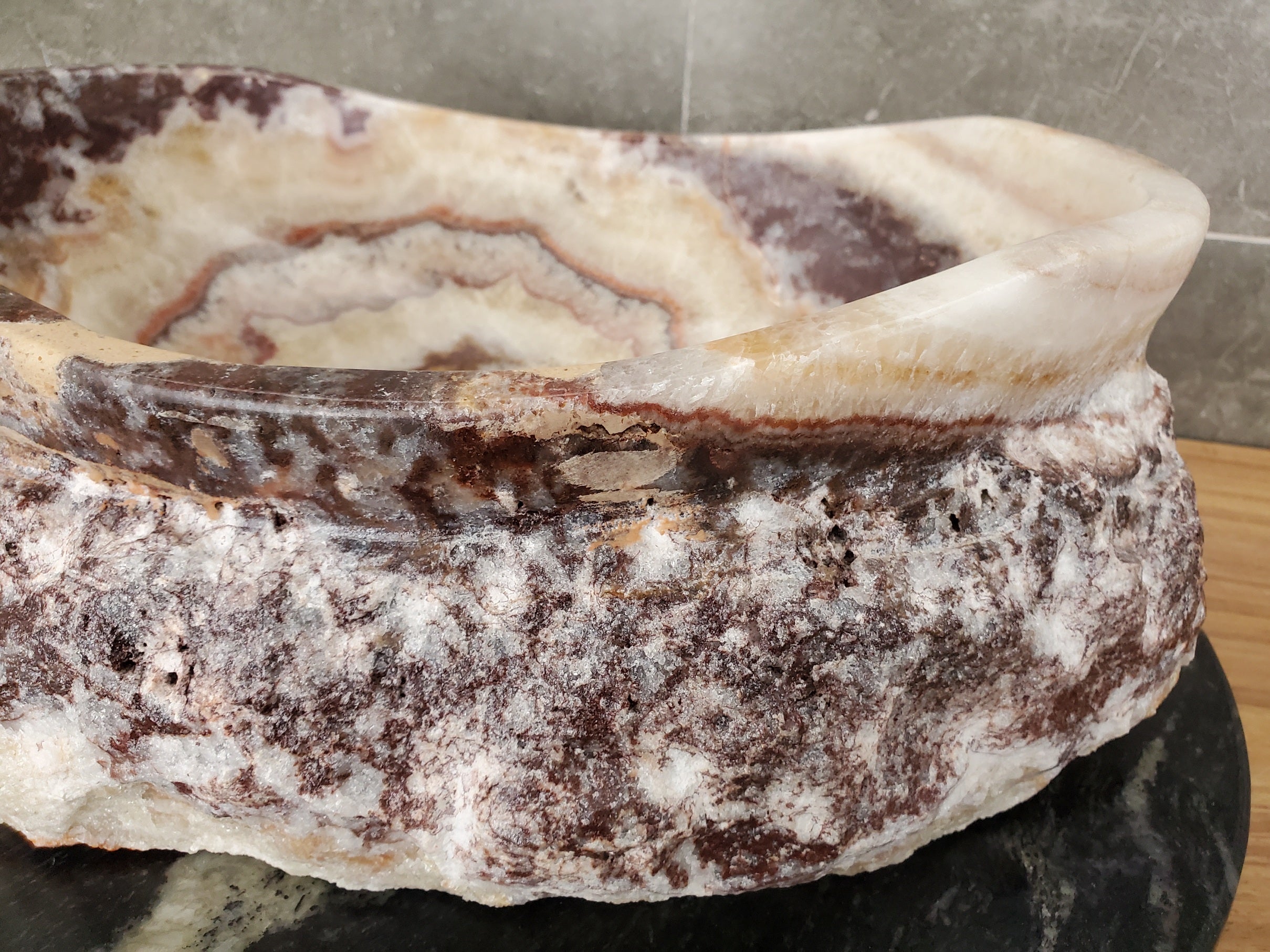 S31_09 Serpentine Onyx Stone Vessel Sink