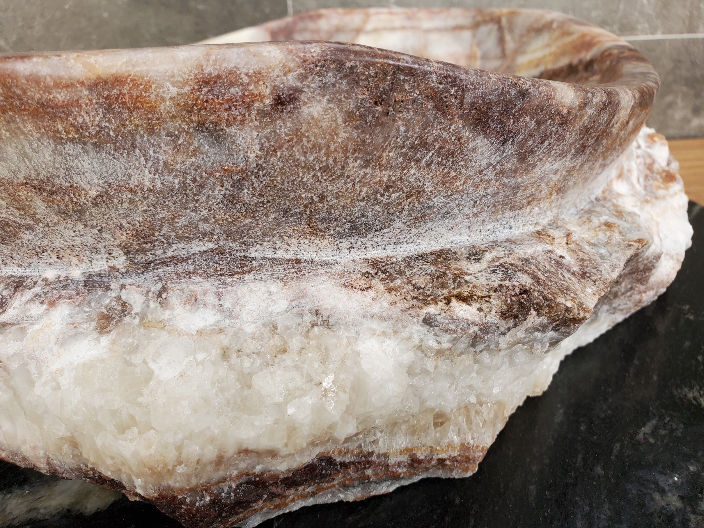 S31_10 Serpentine Onyx Stone Vessel Sink - 16.5 x 14 inch