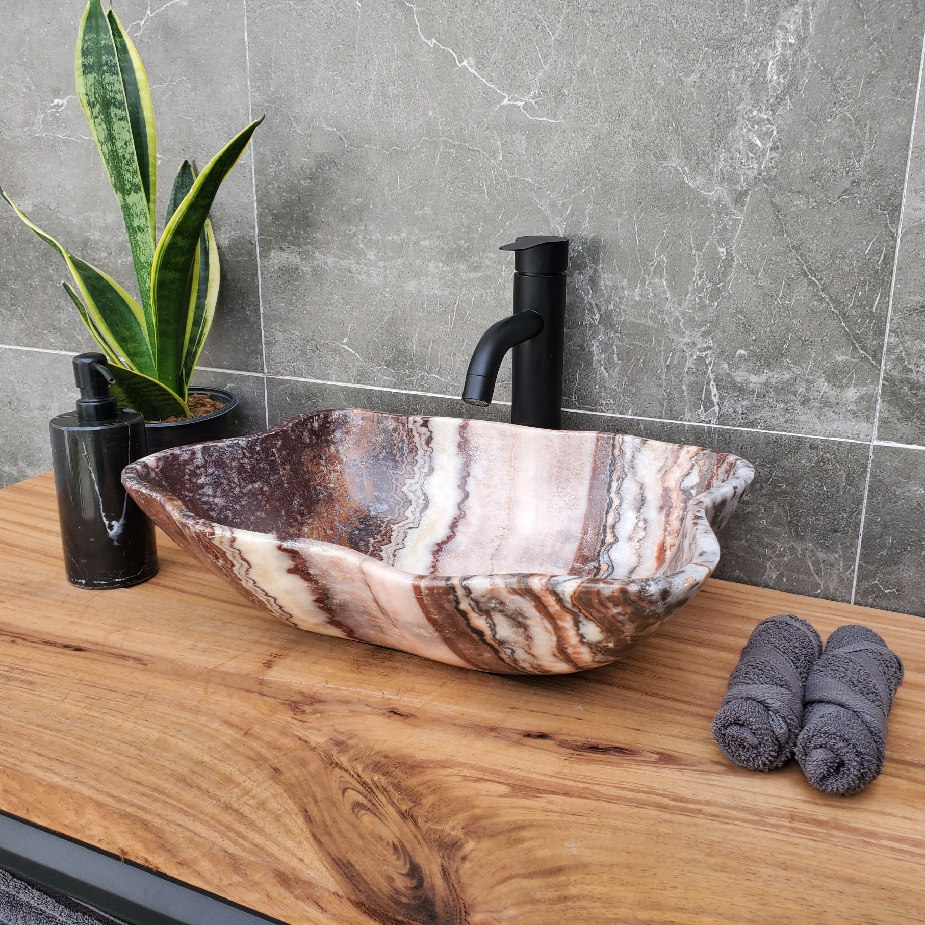 S31_07 Serpentine Onyx Stone Vessel Sink