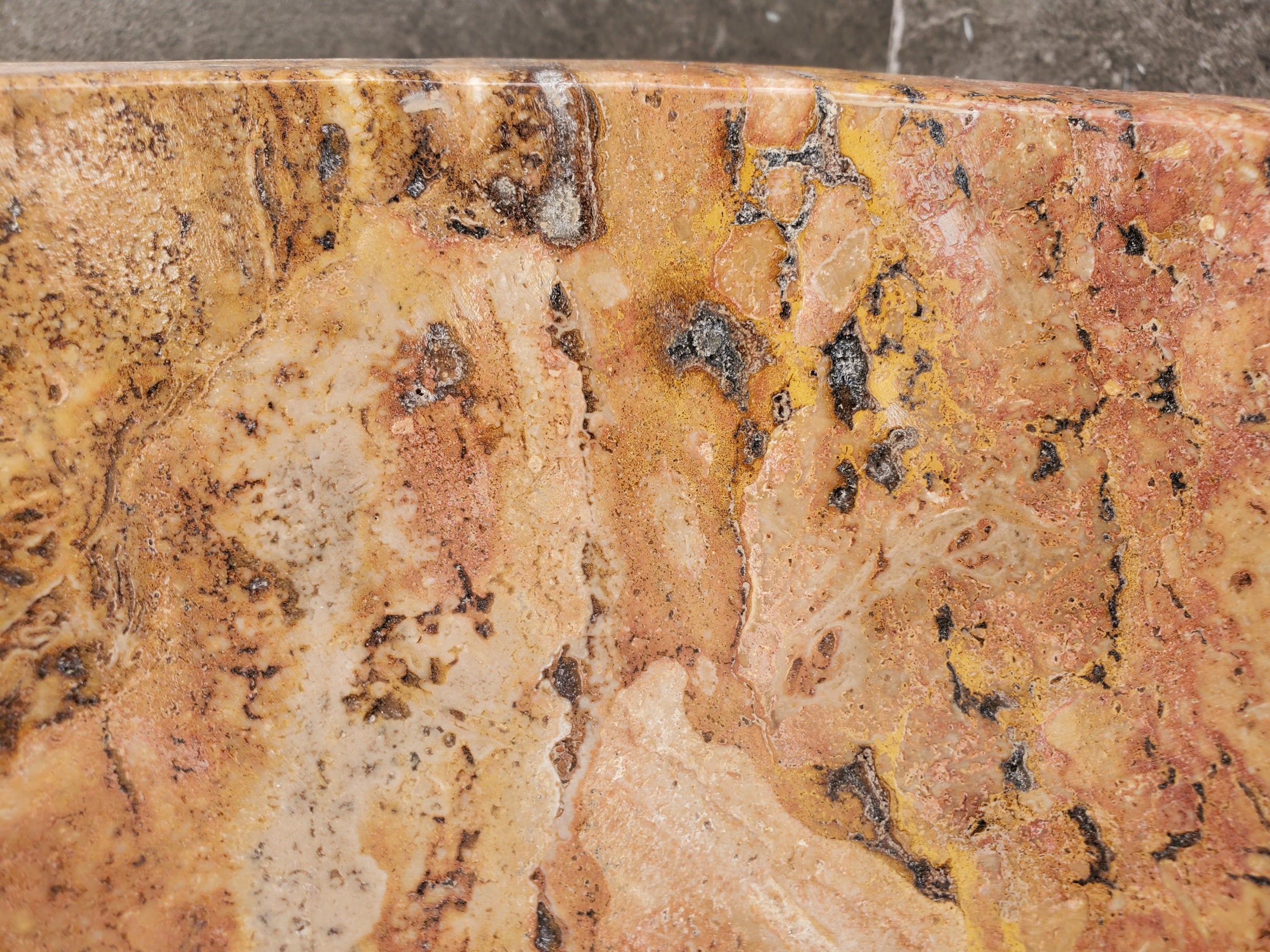 S31_35 Oval Travertine Chiseled Vessel Bathroom Sink