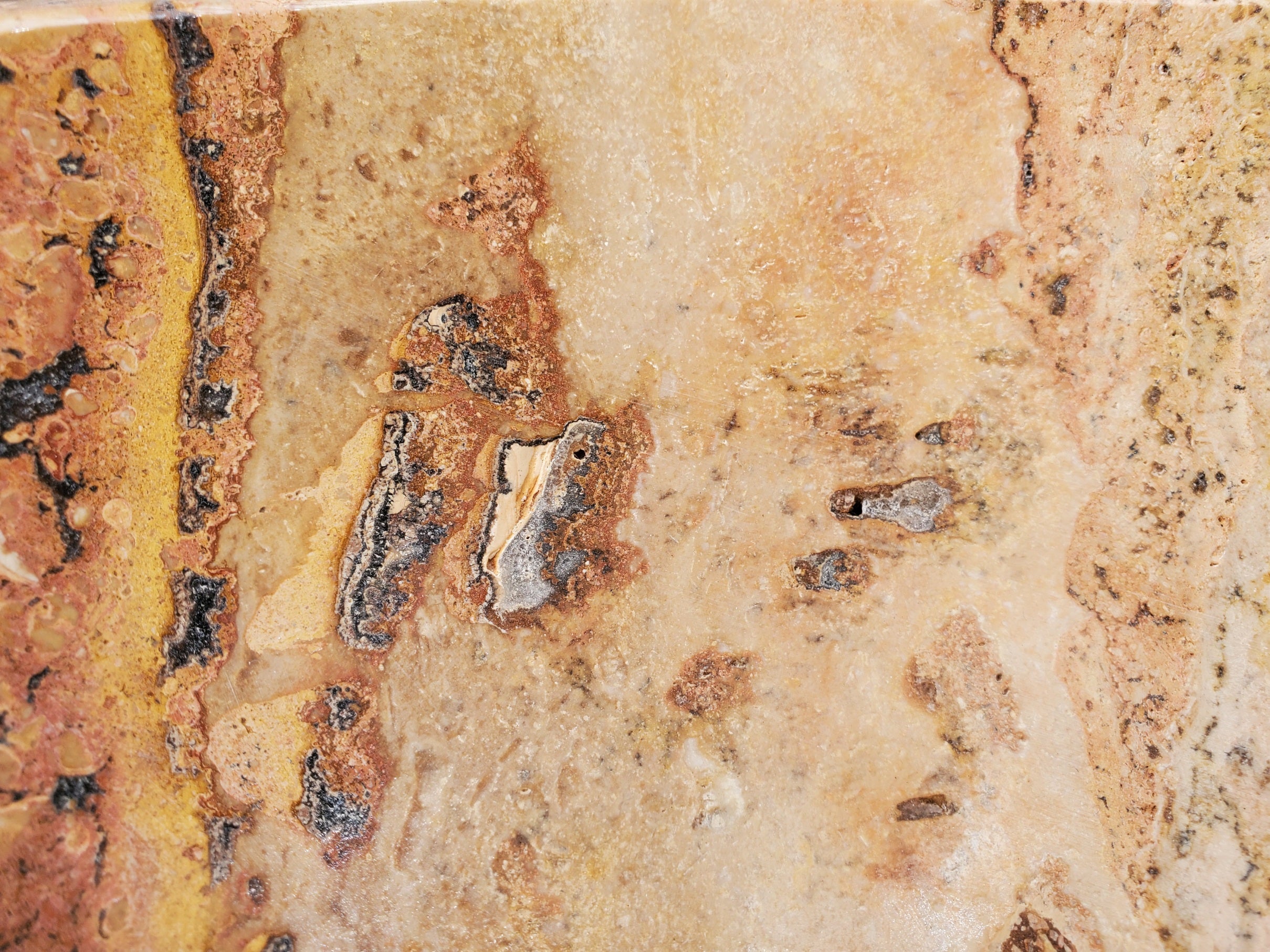 S31_35 Oval Travertine Chiseled Vessel Bathroom Sink