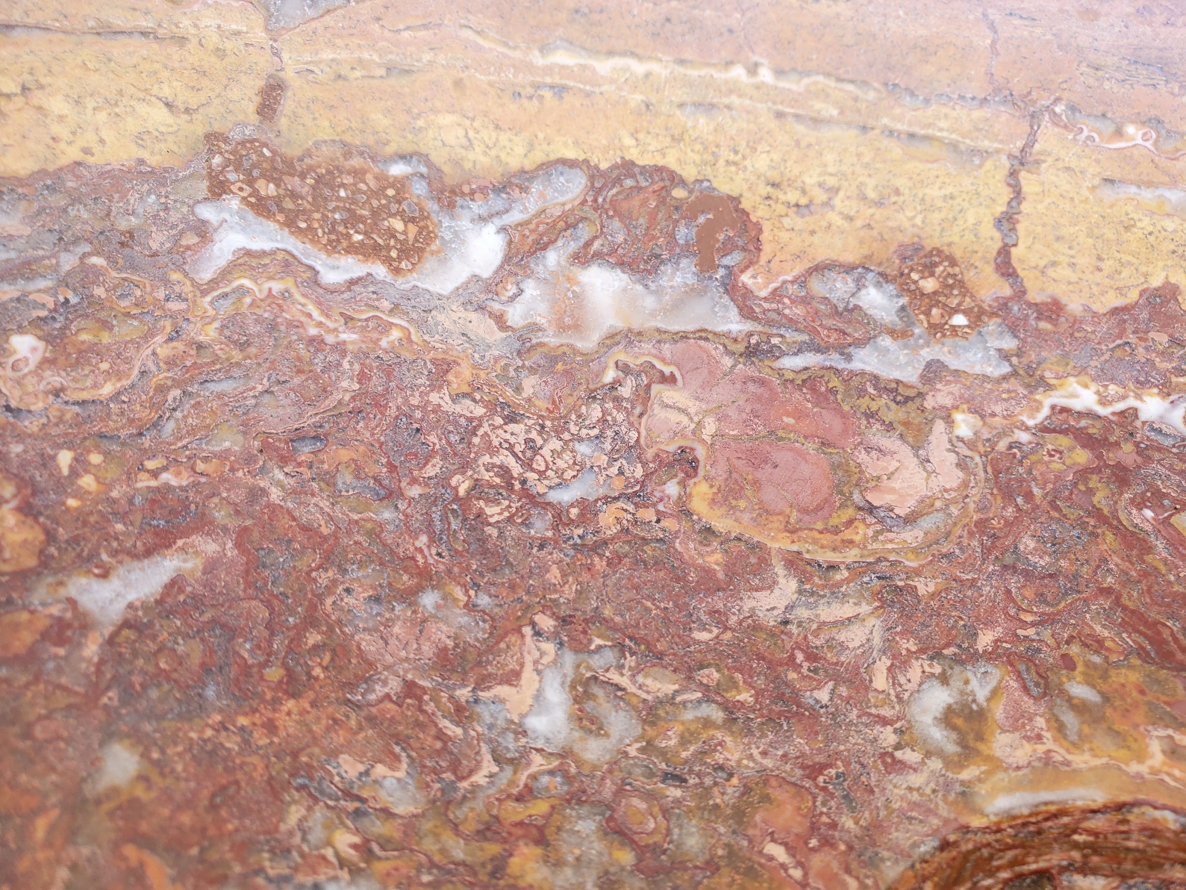 S29_13 Red Travertine Stone Vessel Bathroom Sink - Round