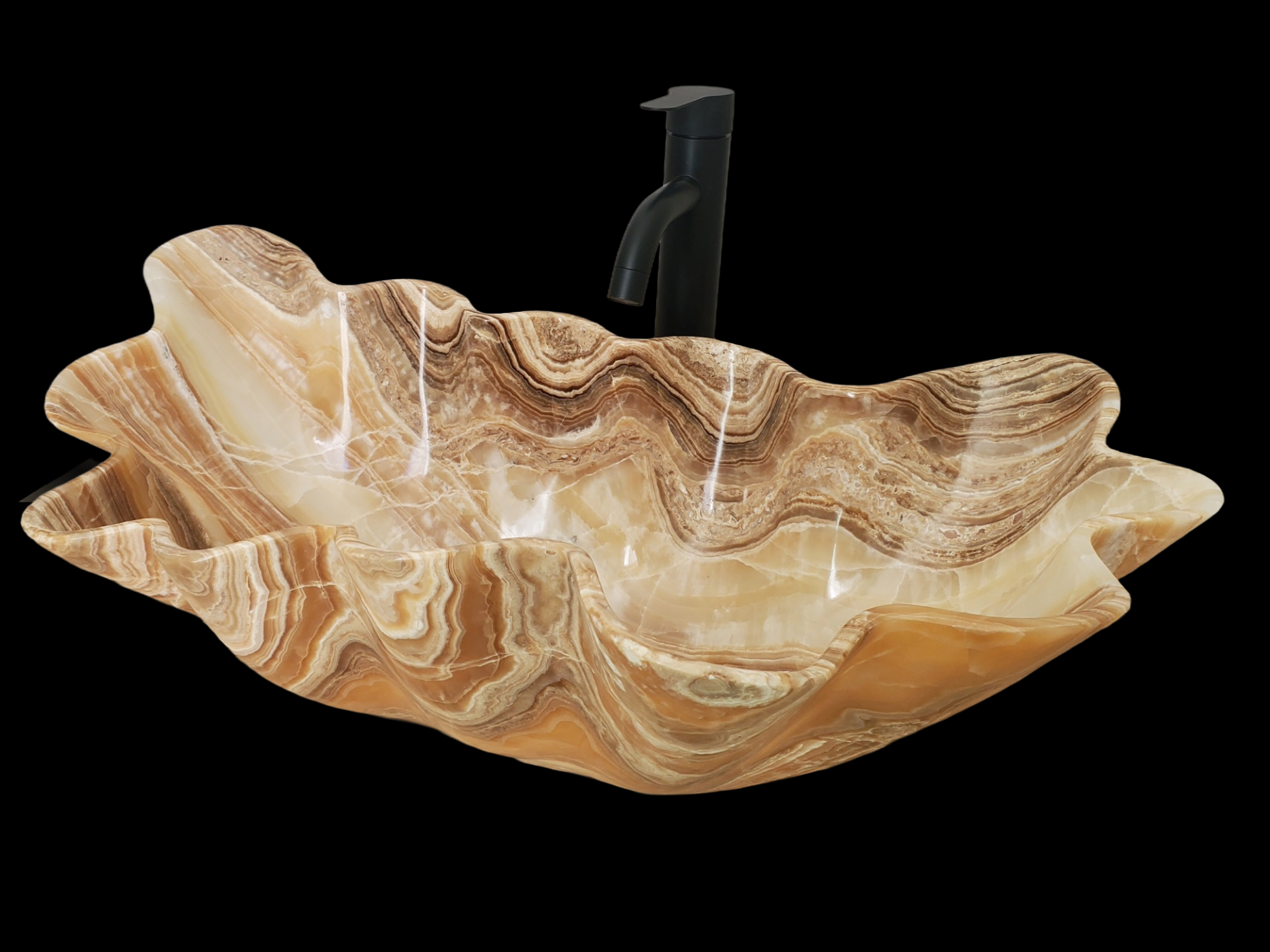 S17_01 Beige and Tan Onyx Vessel Sink - 27.5 x 15 inch